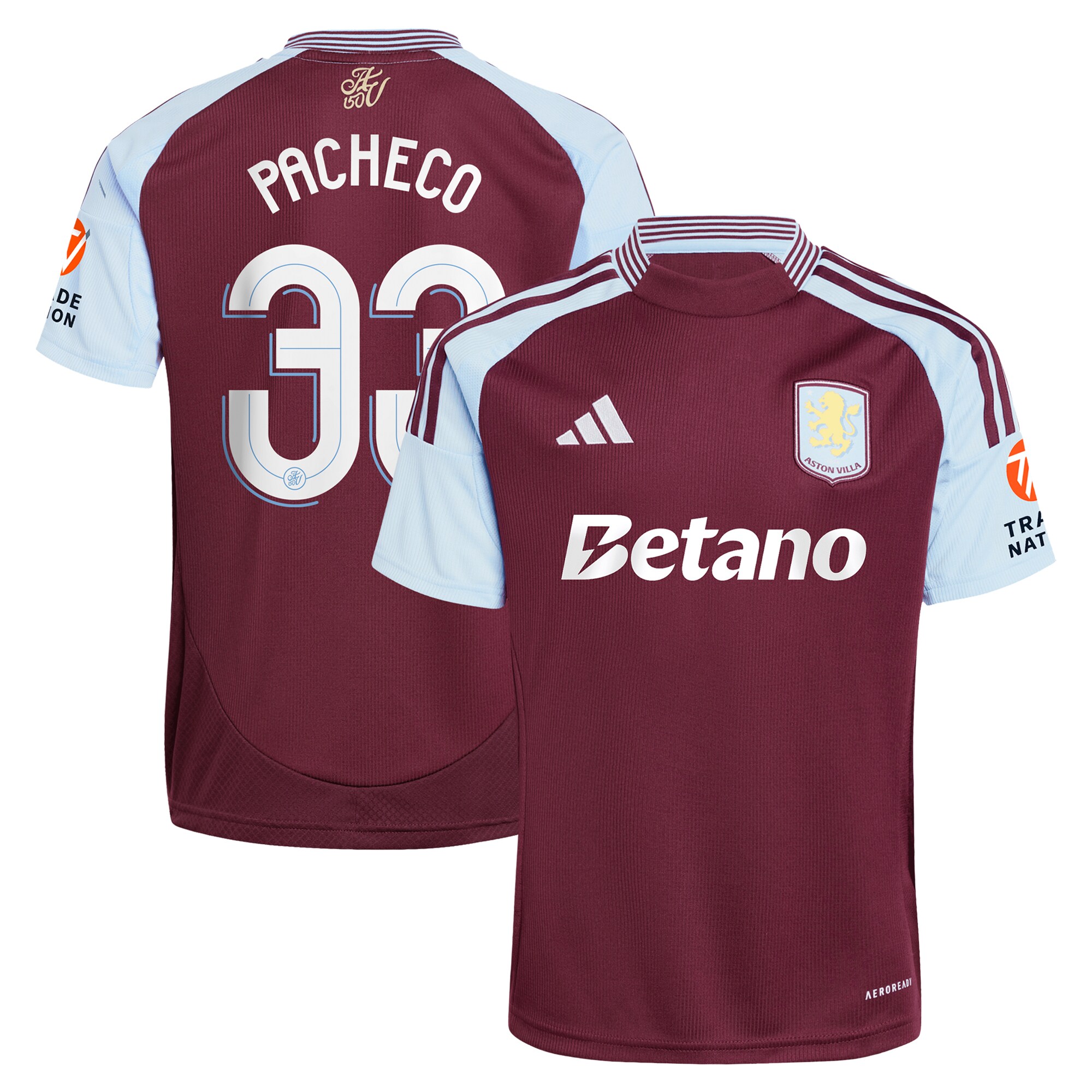 Aston Villa aston villa adidas home shirt 2024-25 with pacheco 33 cup printing Kits - Official Football Shirts & Training Gear