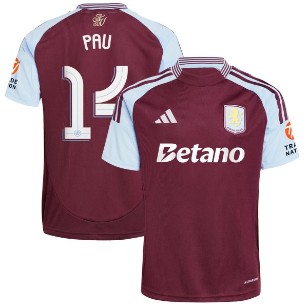 Aston Villa aston villa adidas home shirt 2024-25 with pau 14 cup printing Kits - Official Football Shirts & Training Gear