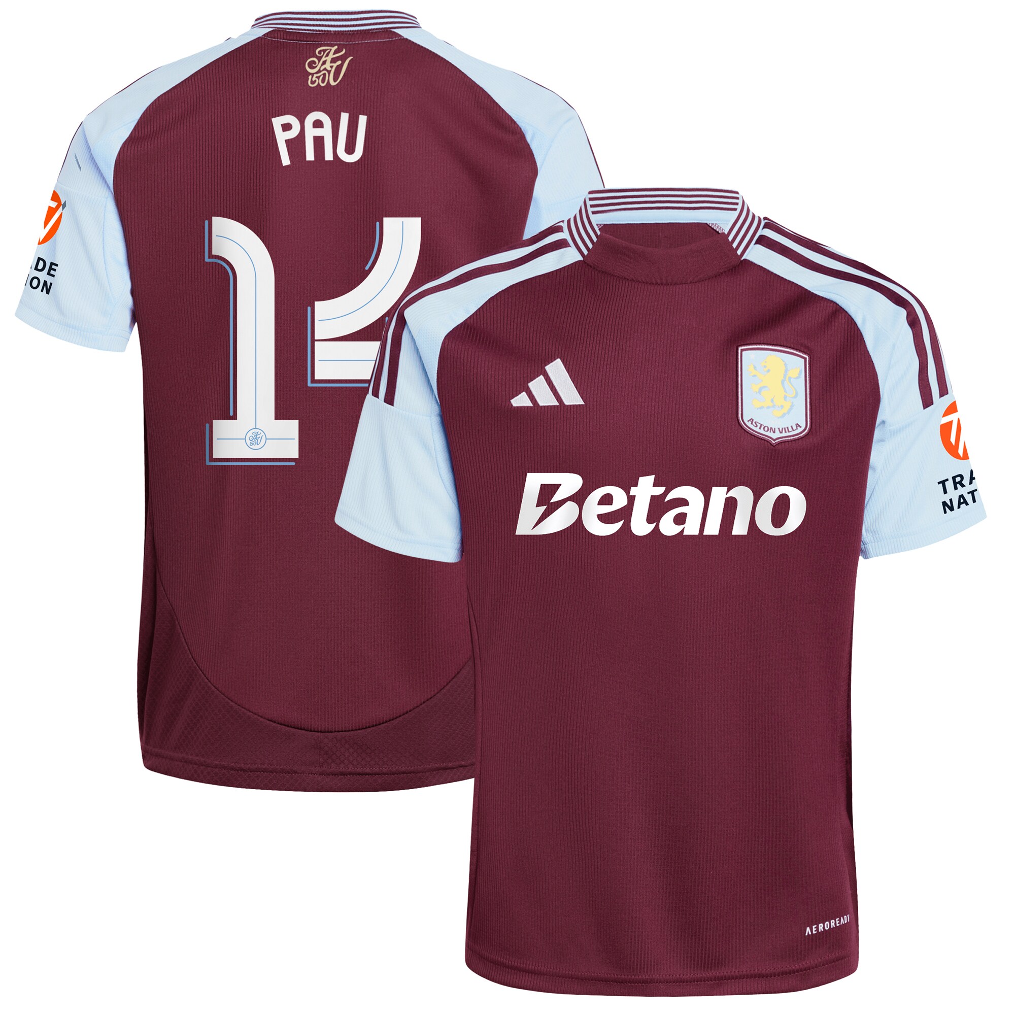 Aston Villa aston villa adidas home shirt 2024-25 with pau 14 cup printing Kits - Official Football Shirts & Training Gear