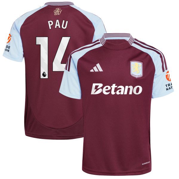 Aston Villa aston villa adidas home shirt 2024-25 with pau 14 printing Kits - Official Football Shirts & Training Gear
