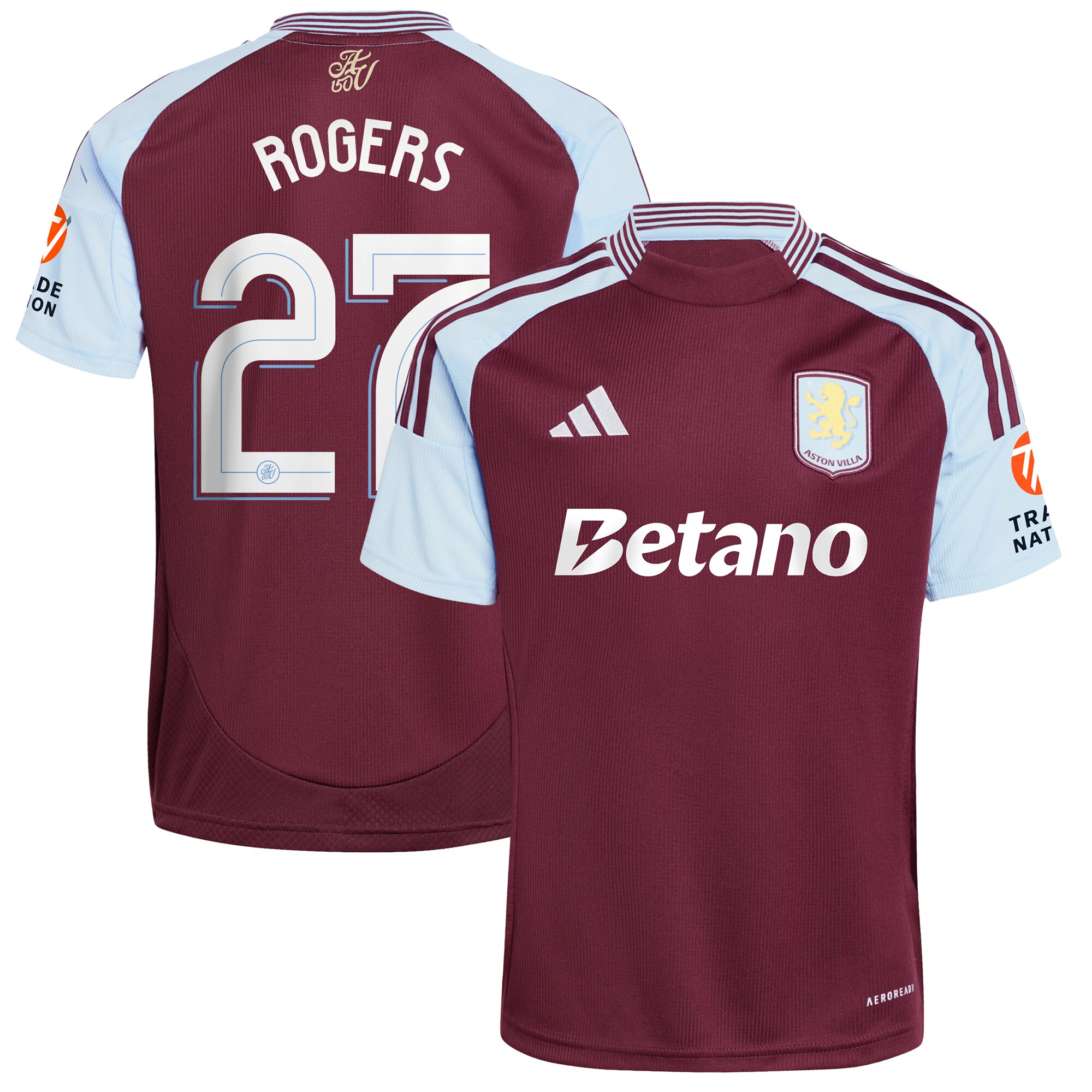 Aston Villa aston villa adidas home shirt 2024-25 with rogers 27 cup printing Kits - Official Football Shirts & Training Gear