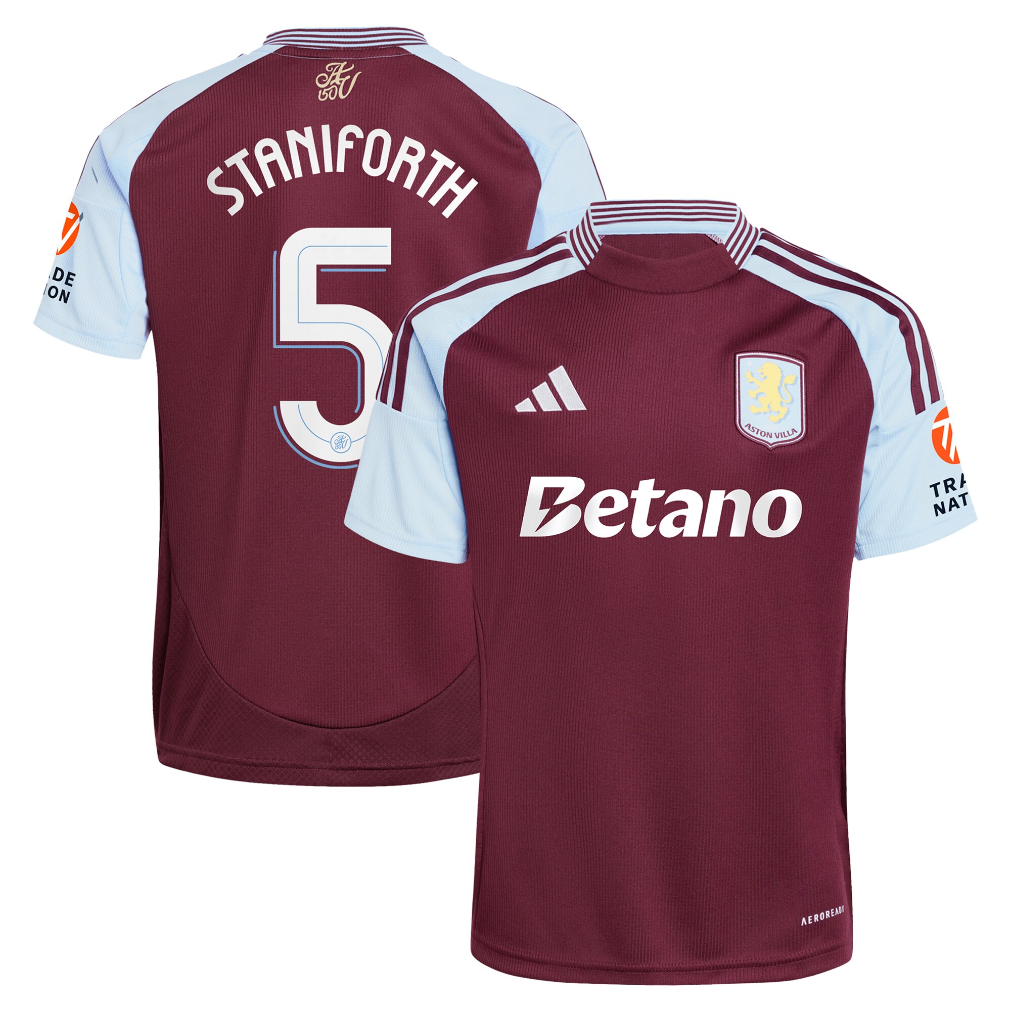 Aston Villa aston villa adidas home shirt 2024-25 with staniforth 5 cup printing Kits - Official Football Shirts & Training Gear