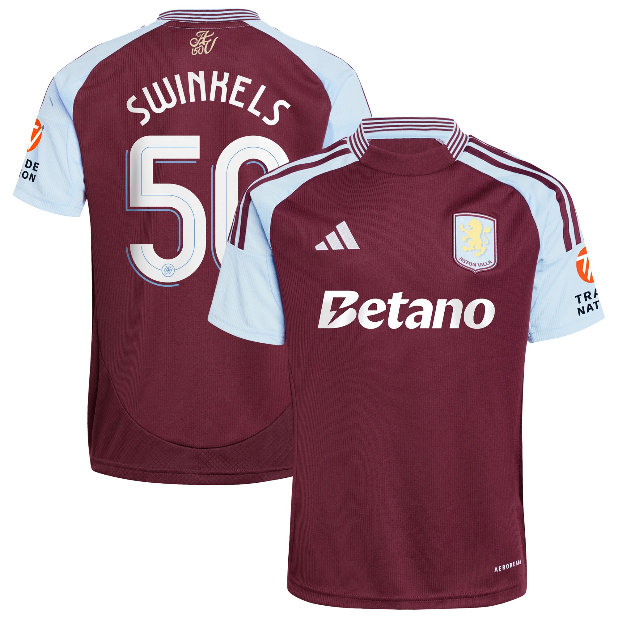Aston Villa aston villa adidas home shirt 2024-25 with swinkels 50 cup printing Kits - Official Football Shirts & Training Gear