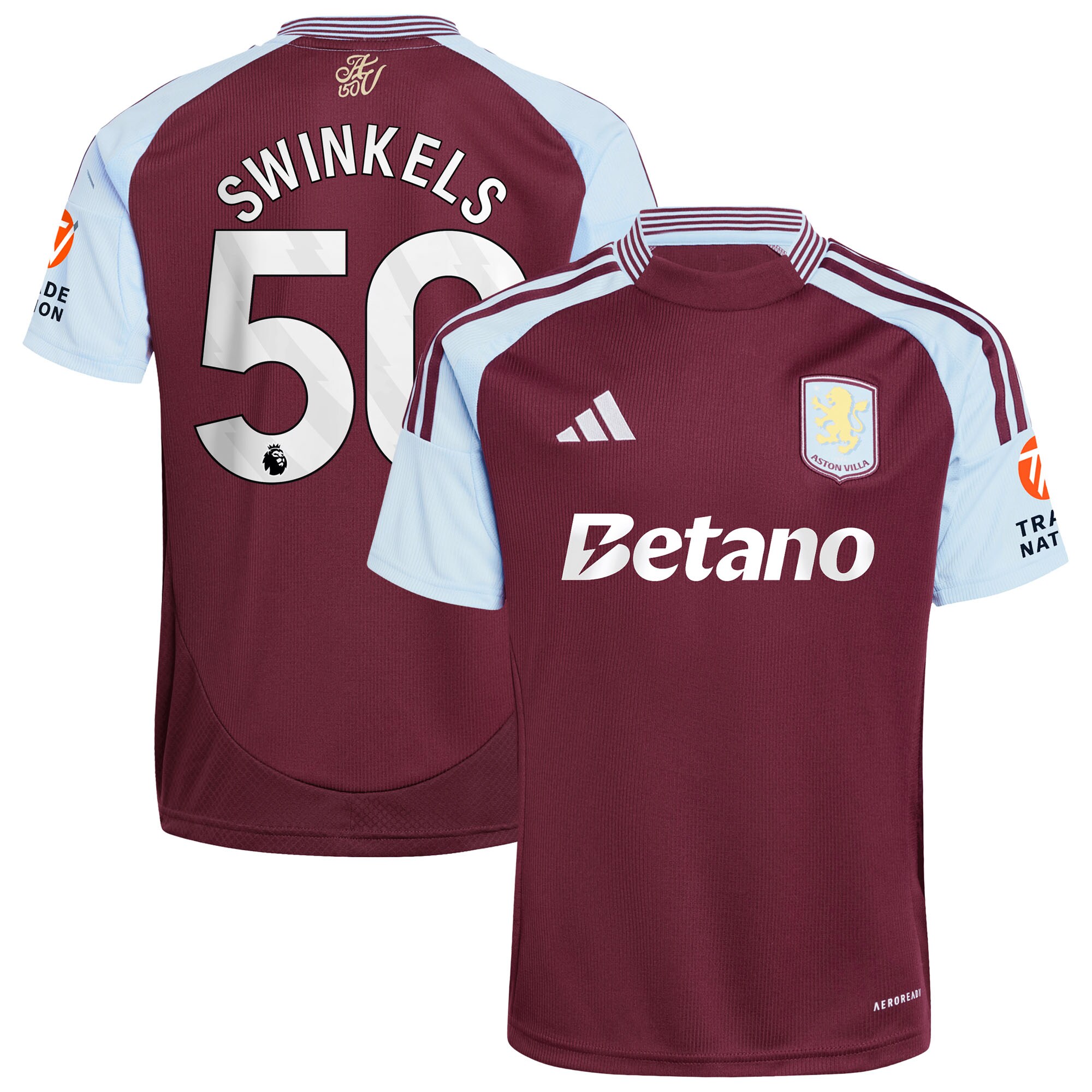 Aston Villa aston villa adidas home shirt 2024-25 with swinkels 50 printing Kits - Official Football Shirts & Training Gear