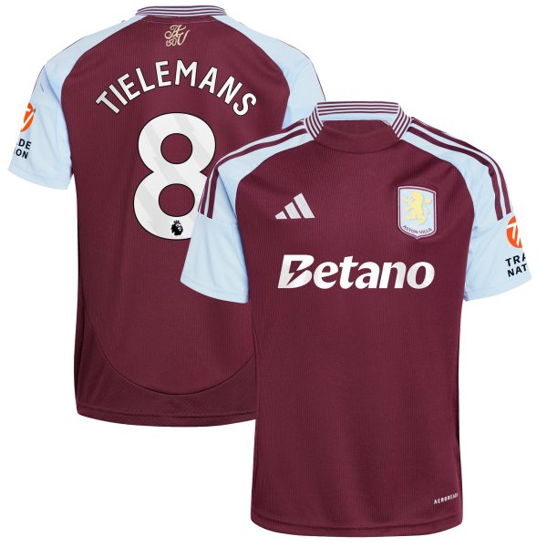 Aston Villa aston villa adidas home shirt 2024-25 with tielemans 8 printing Kits - Official Football Shirts & Training Gear