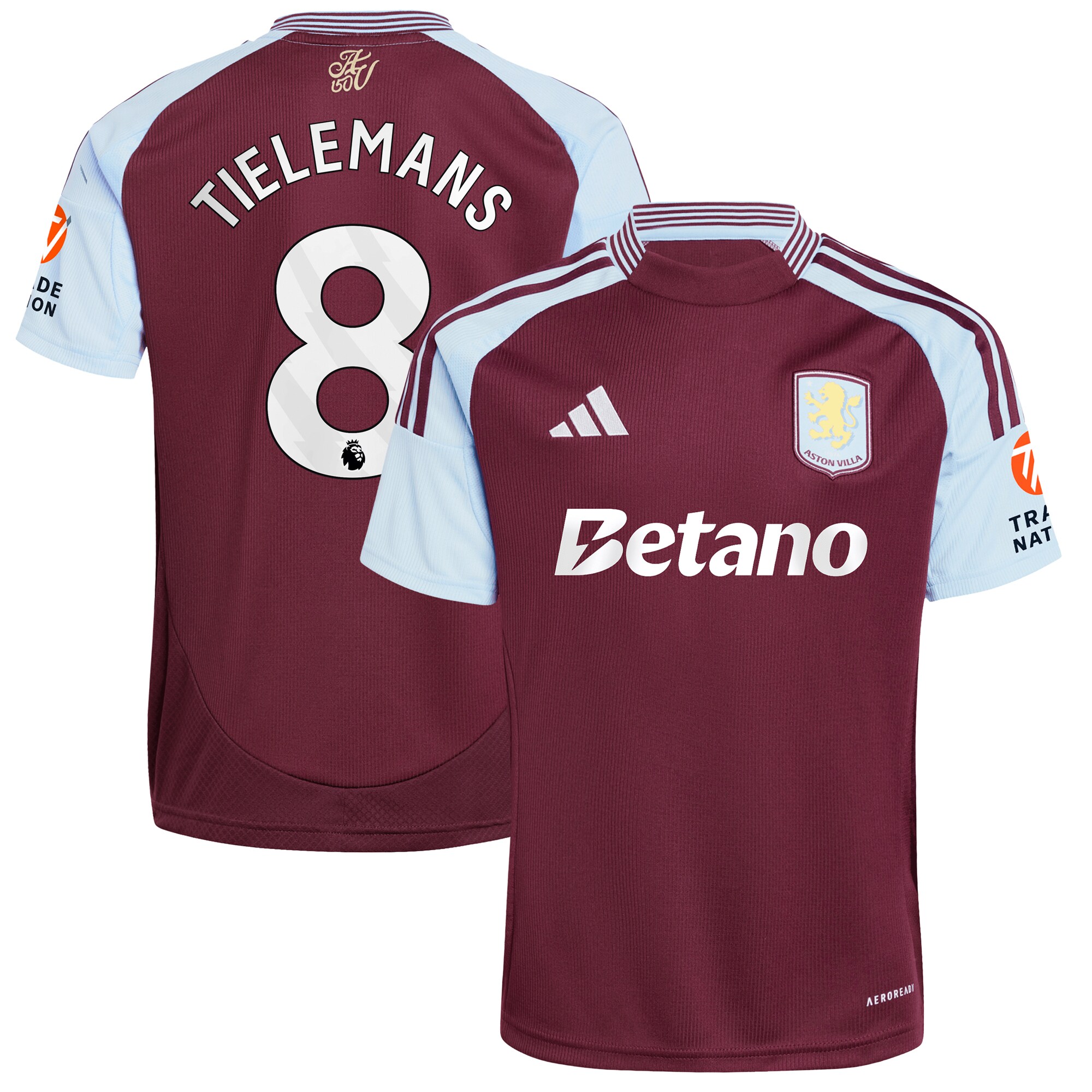 Aston Villa aston villa adidas home shirt 2024-25 with tielemans 8 printing Kits - Official Football Shirts & Training Gear