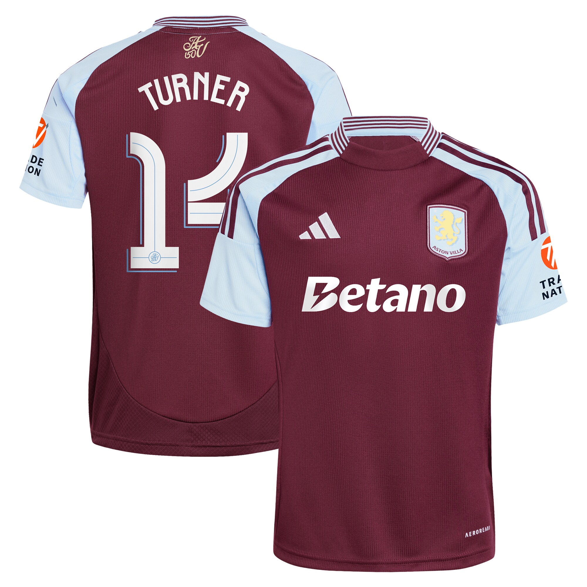 Aston Villa aston villa adidas home shirt 2024-25 with turner 14 cup printing Kits - Official Football Shirts & Training Gear