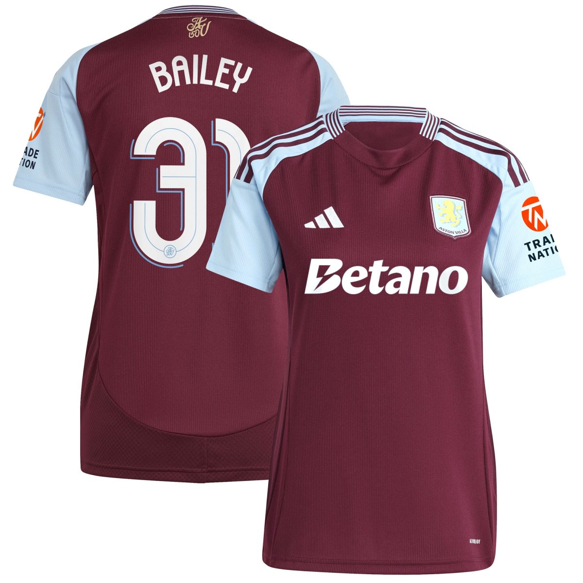 Aston Villa aston villa adidas home shirt 2024-25 – womens with bailey 31 cup printing Kits - Official Football Shirts & Training Gear