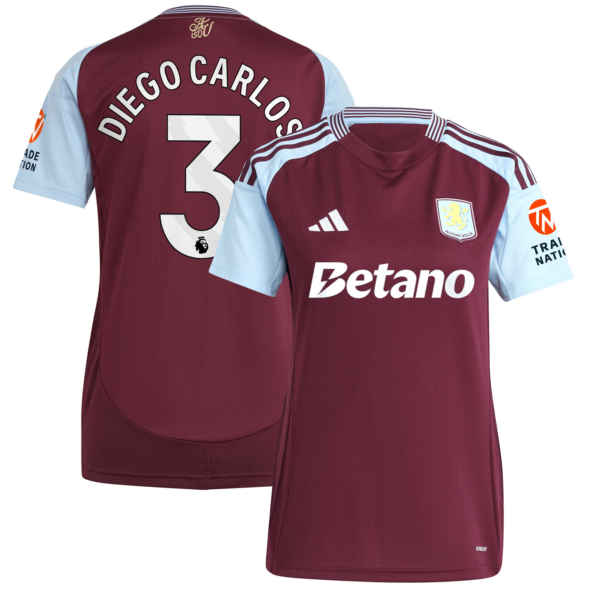 Aston Villa aston villa adidas home shirt 2024-25 – womens with diego carlos 3 printing Kits - Official Football Shirts & Training Gear