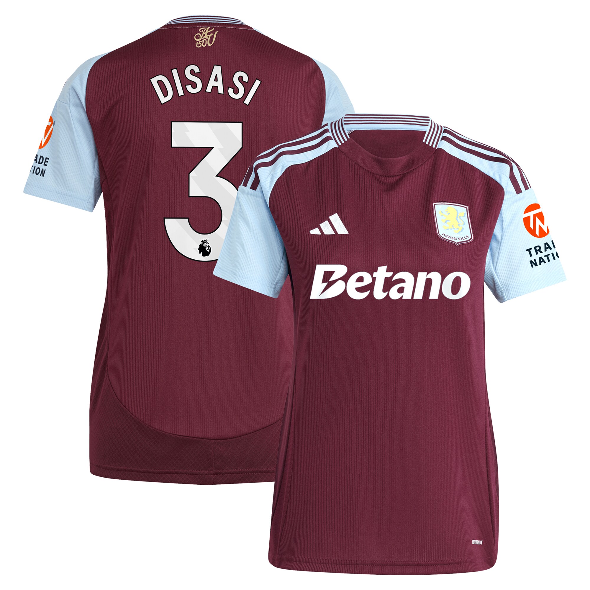 Aston Villa aston villa adidas home shirt 2024-25 – womens with disasi 3 printing Kits - Official Football Shirts & Training Gear