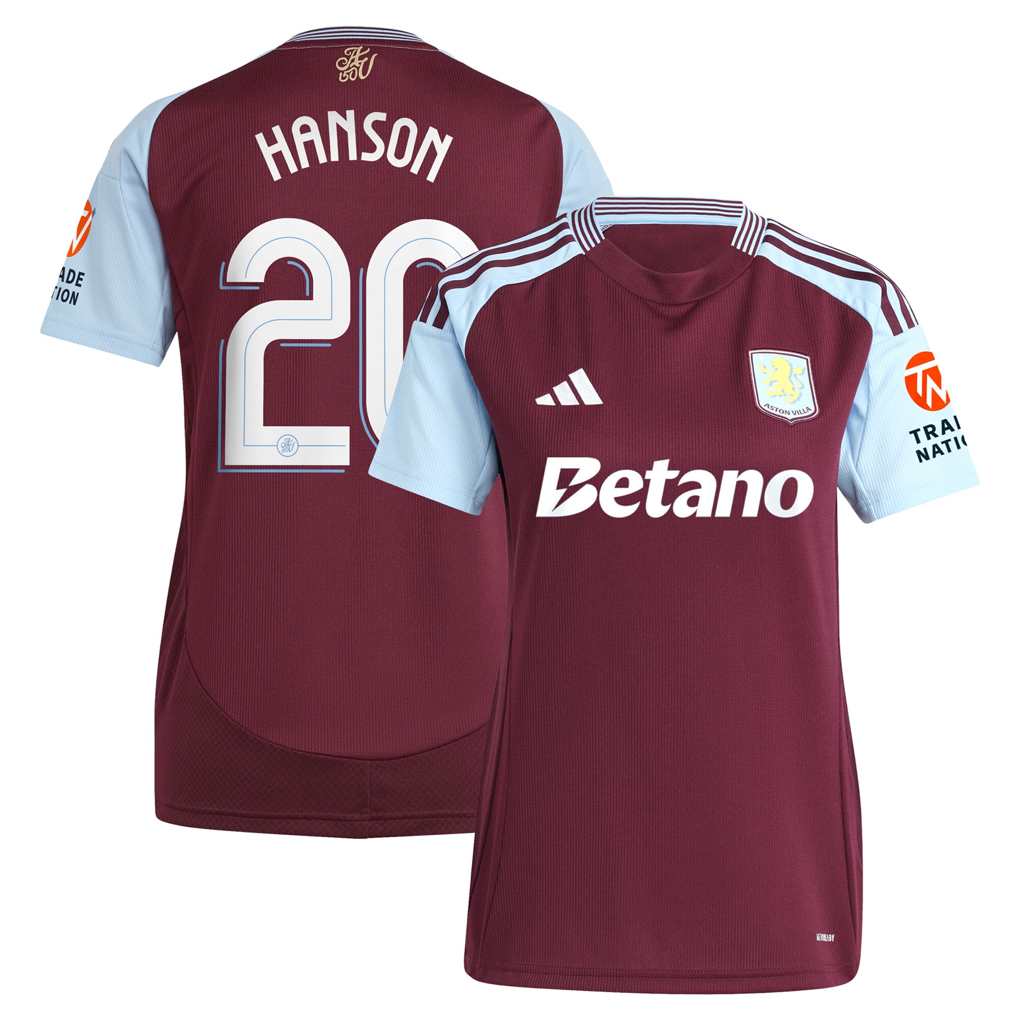 Aston Villa aston villa adidas home shirt 2024-25 – womens with hanson 20 cup printing Kits - Official Football Shirts & Training Gear