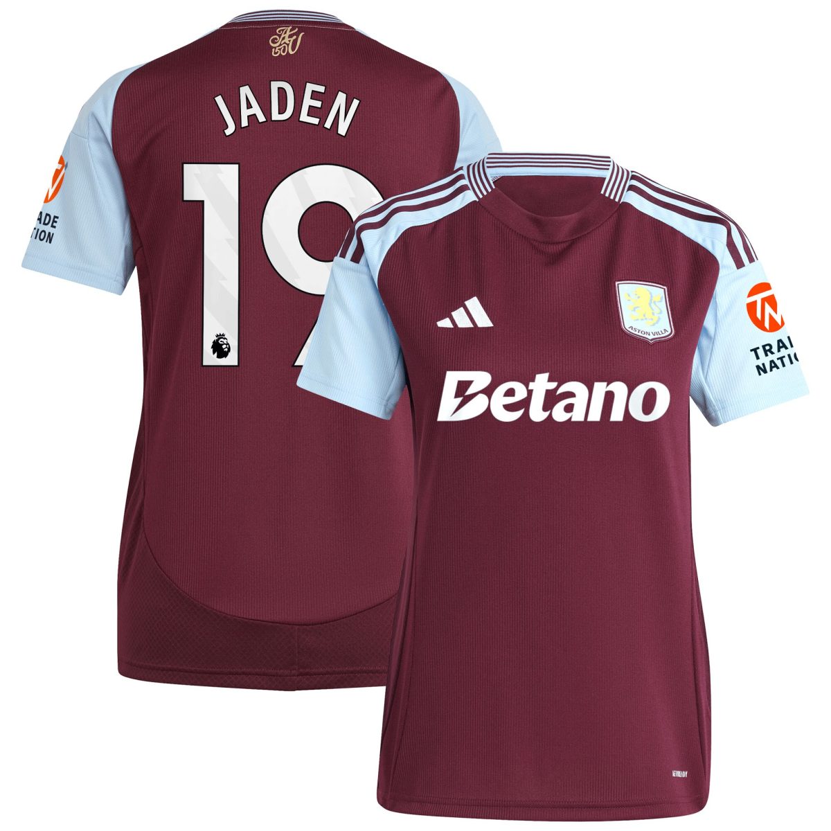 Aston Villa aston villa adidas home shirt 2024-25 – womens with jaden 19 printing Kits - Official Football Shirts & Training Gear