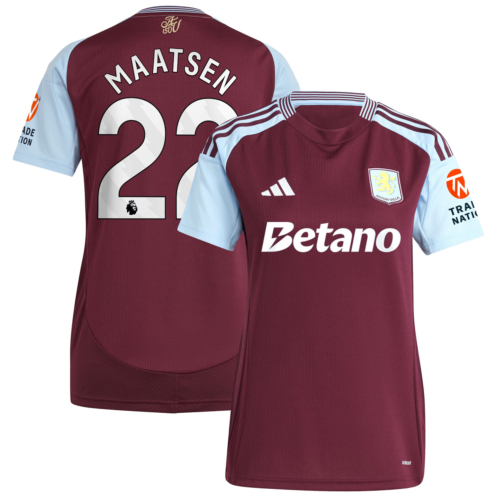 Aston Villa aston villa adidas home shirt 2024-25 – womens with maatsen 22 printing Kits - Official Football Shirts & Training Gear