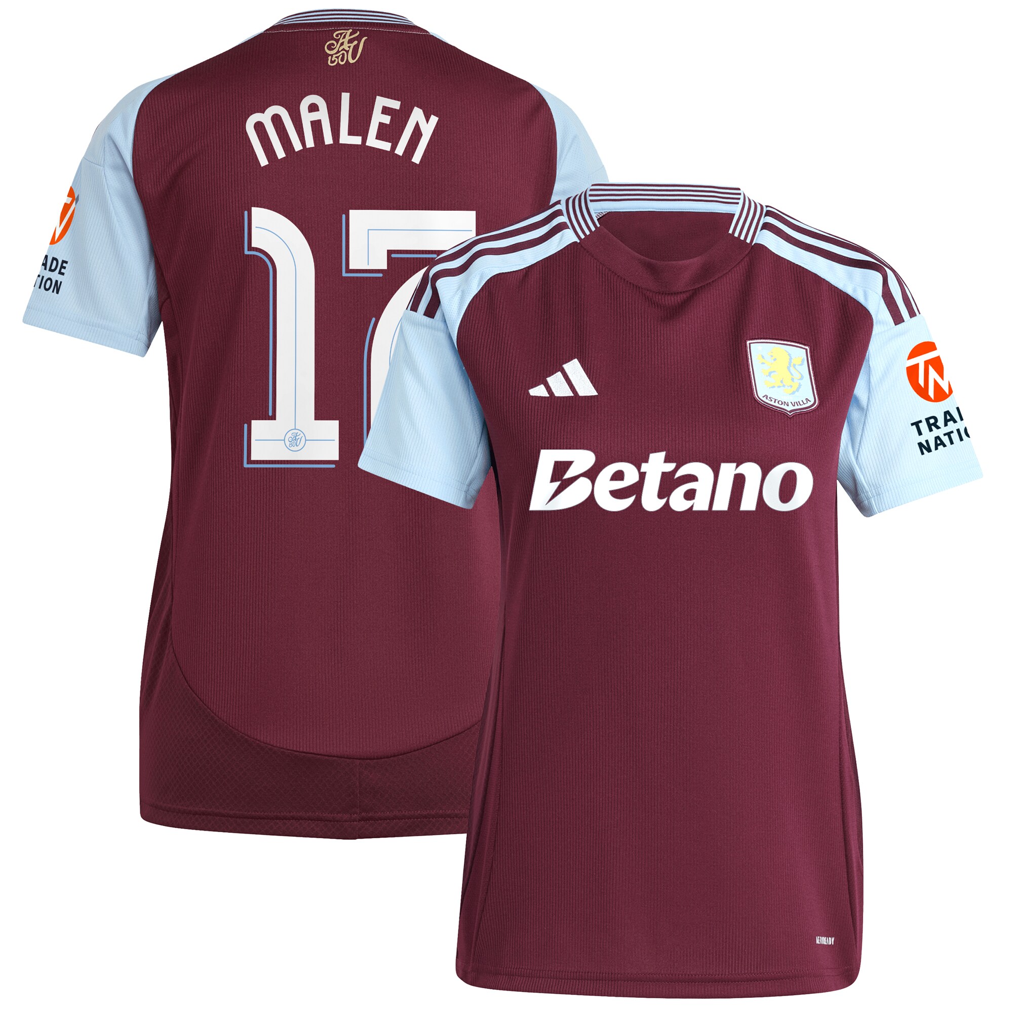 Aston Villa aston villa adidas home shirt 2024-25 – womens with malen 17 cup printing Kits - Official Football Shirts & Training Gear