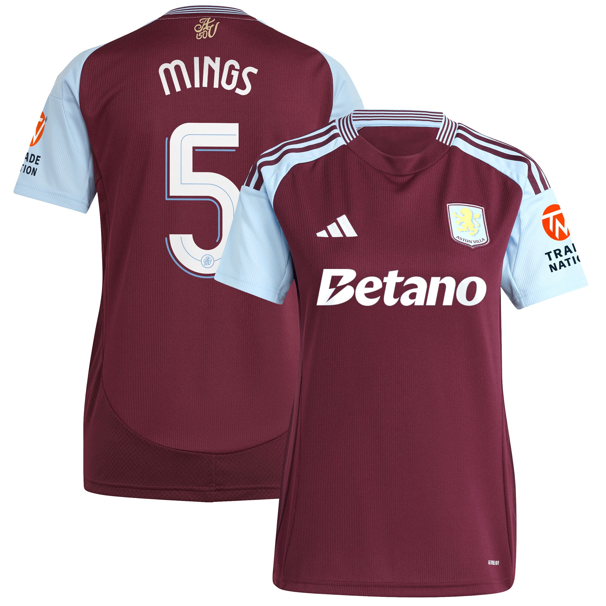 Aston Villa aston villa adidas home shirt 2024-25 – womens with mings 5 cup printing Kits - Official Football Shirts & Training Gear