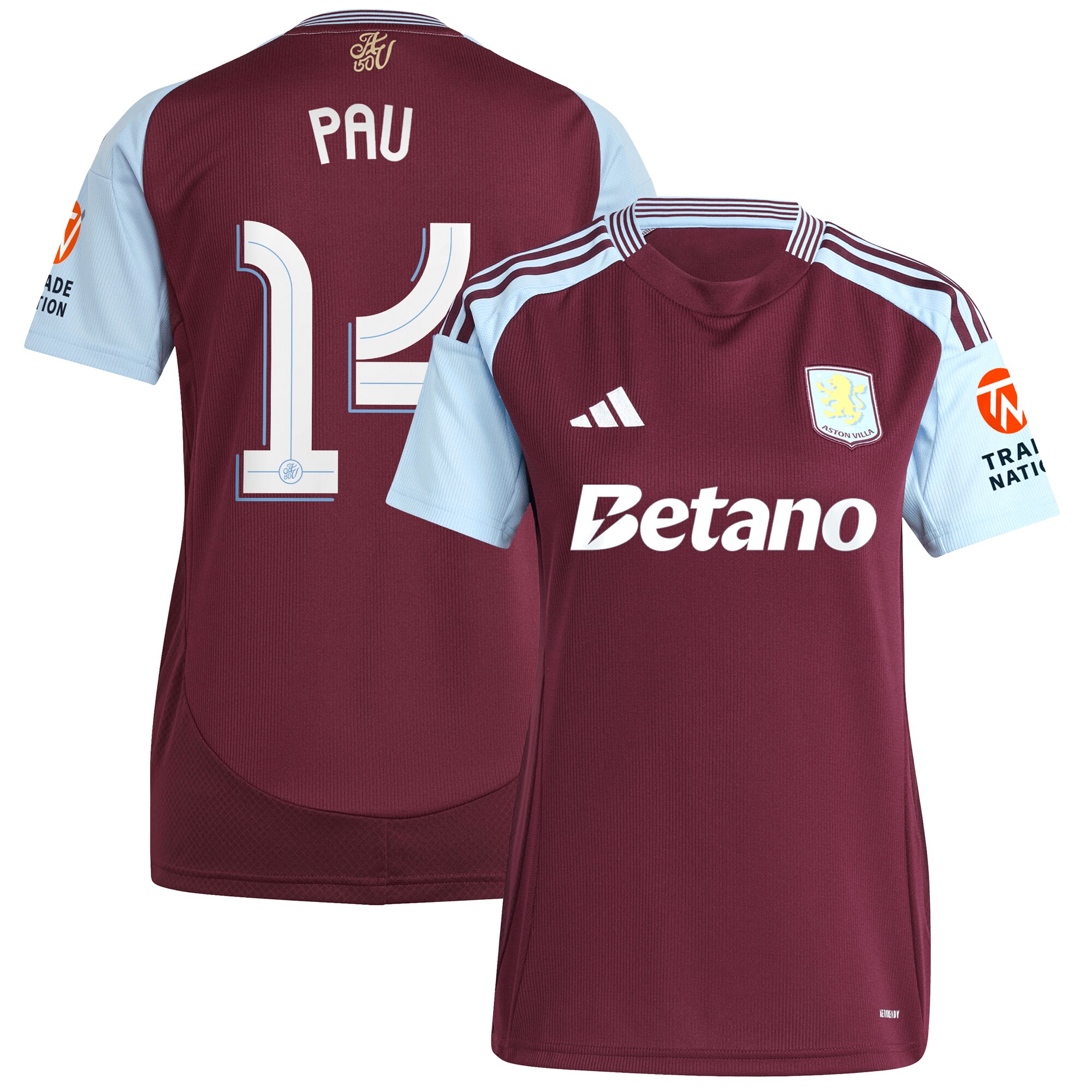 Aston Villa aston villa adidas home shirt 2024-25 – womens with pau 14 cup printing Kits - Official Football Shirts & Training Gear