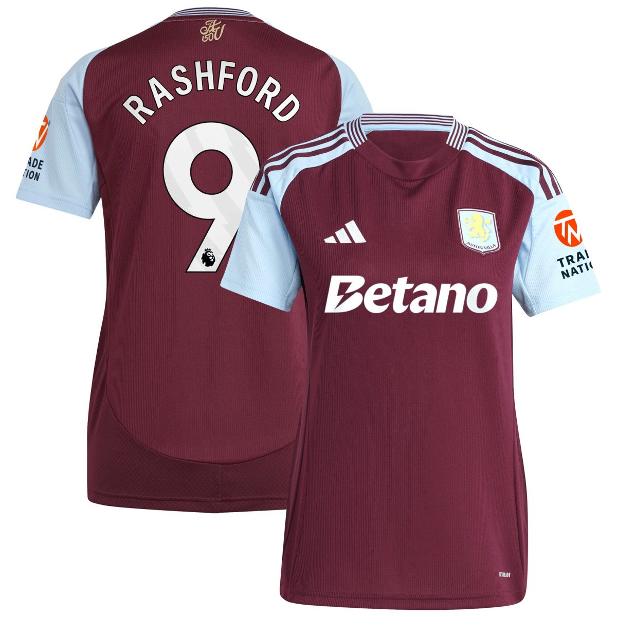Aston Villa aston villa adidas home shirt 2024-25 – womens with rashford 9 printing Kits - Official Football Shirts & Training Gear