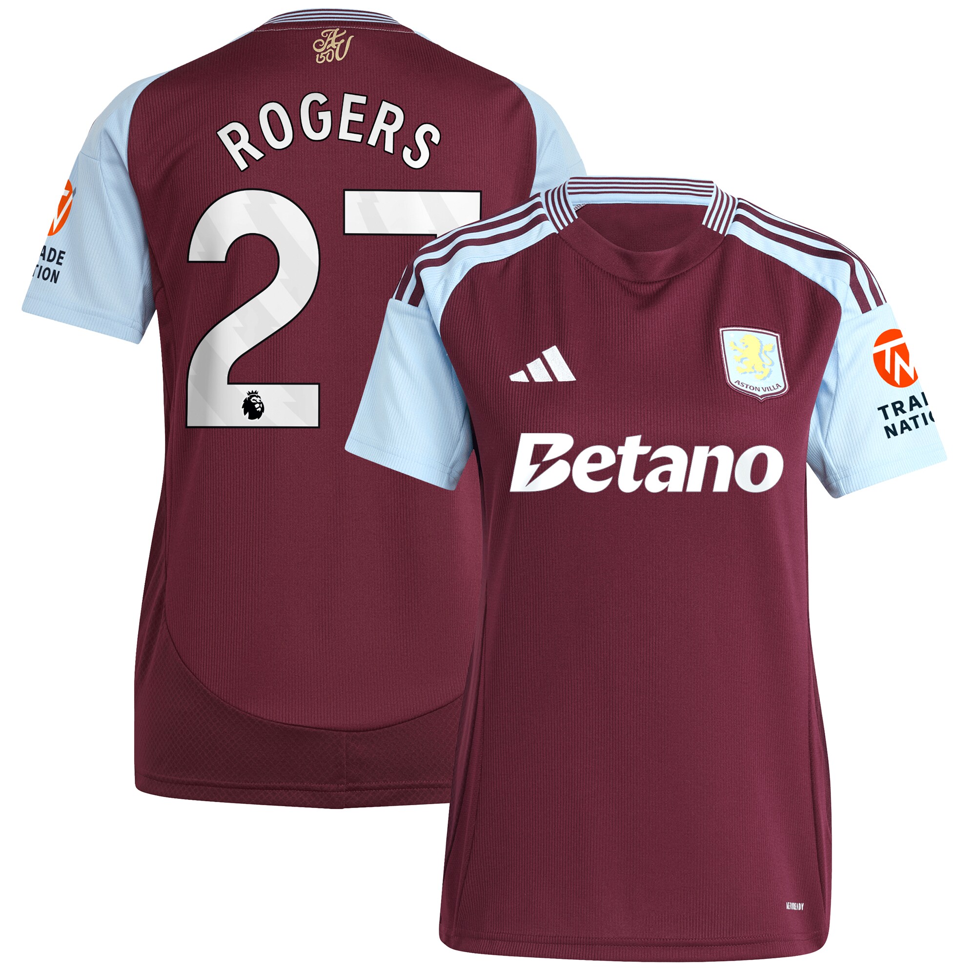 Aston Villa aston villa adidas home shirt 2024-25 – womens with rogers 27 printing Kits - Official Football Shirts & Training Gear