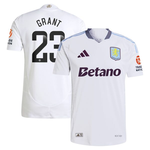 Aston Villa aston villa adidas wsl away authentic shirt 2024-25 with grant 23 printing Kits - Official Football Shirts & Training Gear