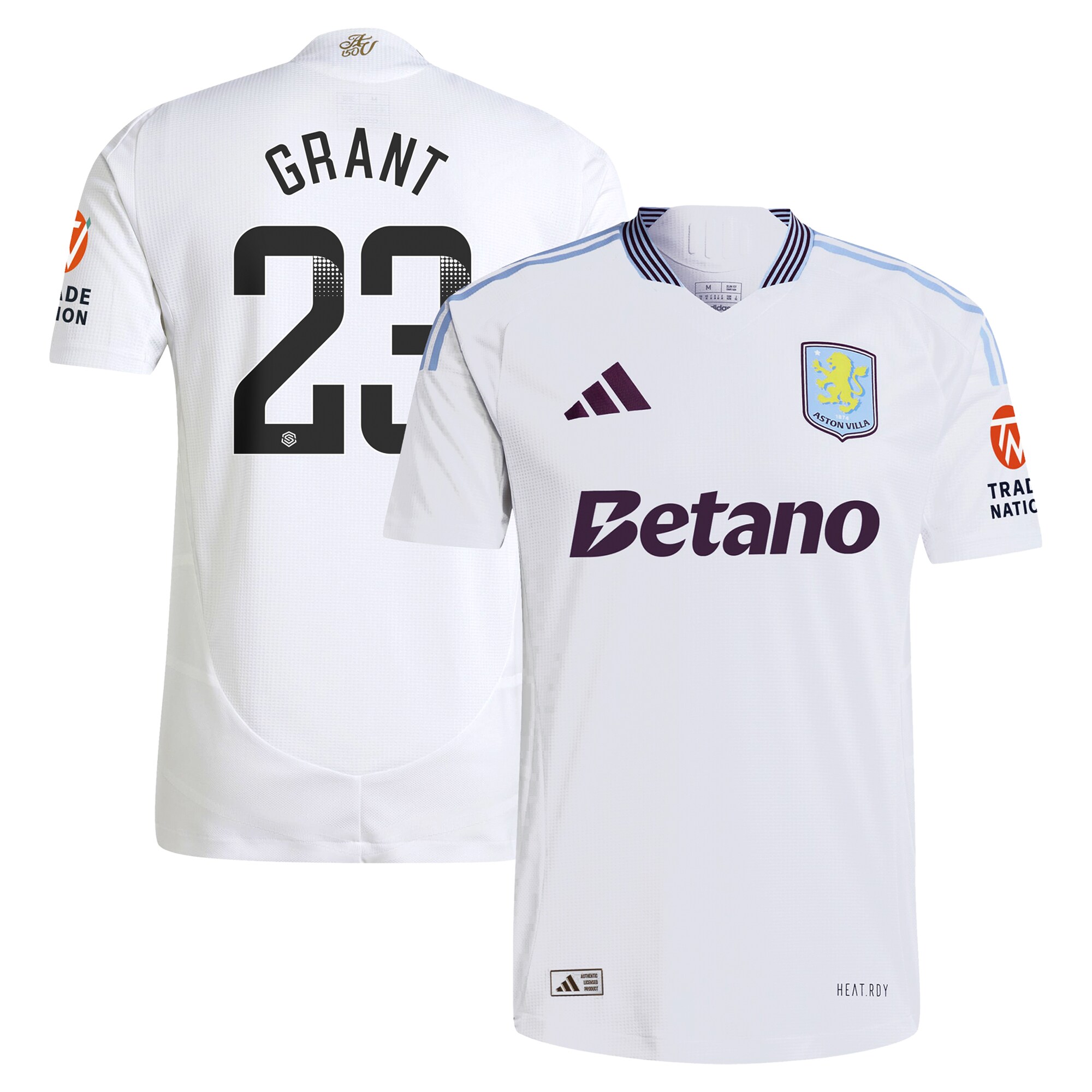 Aston Villa aston villa adidas wsl away authentic shirt 2024-25 with grant 23 printing Kits - Official Football Shirts & Training Gear