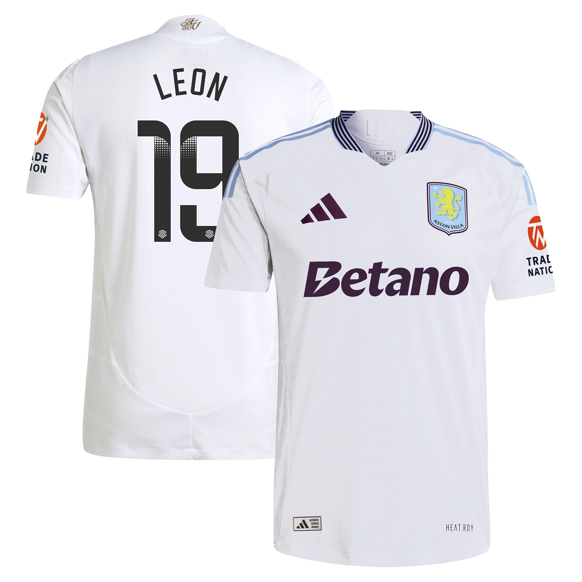 Aston Villa aston villa adidas wsl away authentic shirt 2024-25 with leon 19 printing Kits - Official Football Shirts & Training Gear