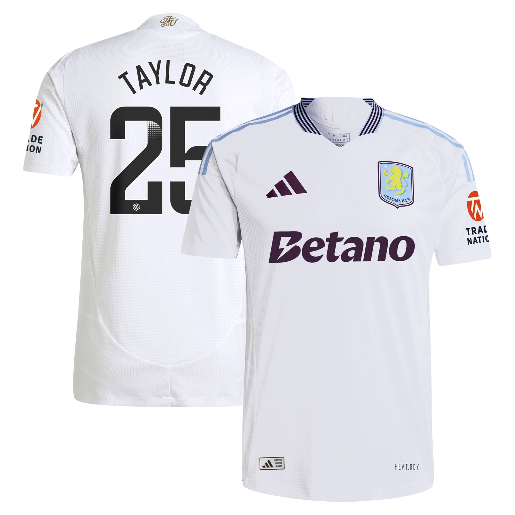 Aston Villa aston villa adidas wsl away authentic shirt 2024-25 with taylor 25 printing Kits - Official Football Shirts & Training Gear