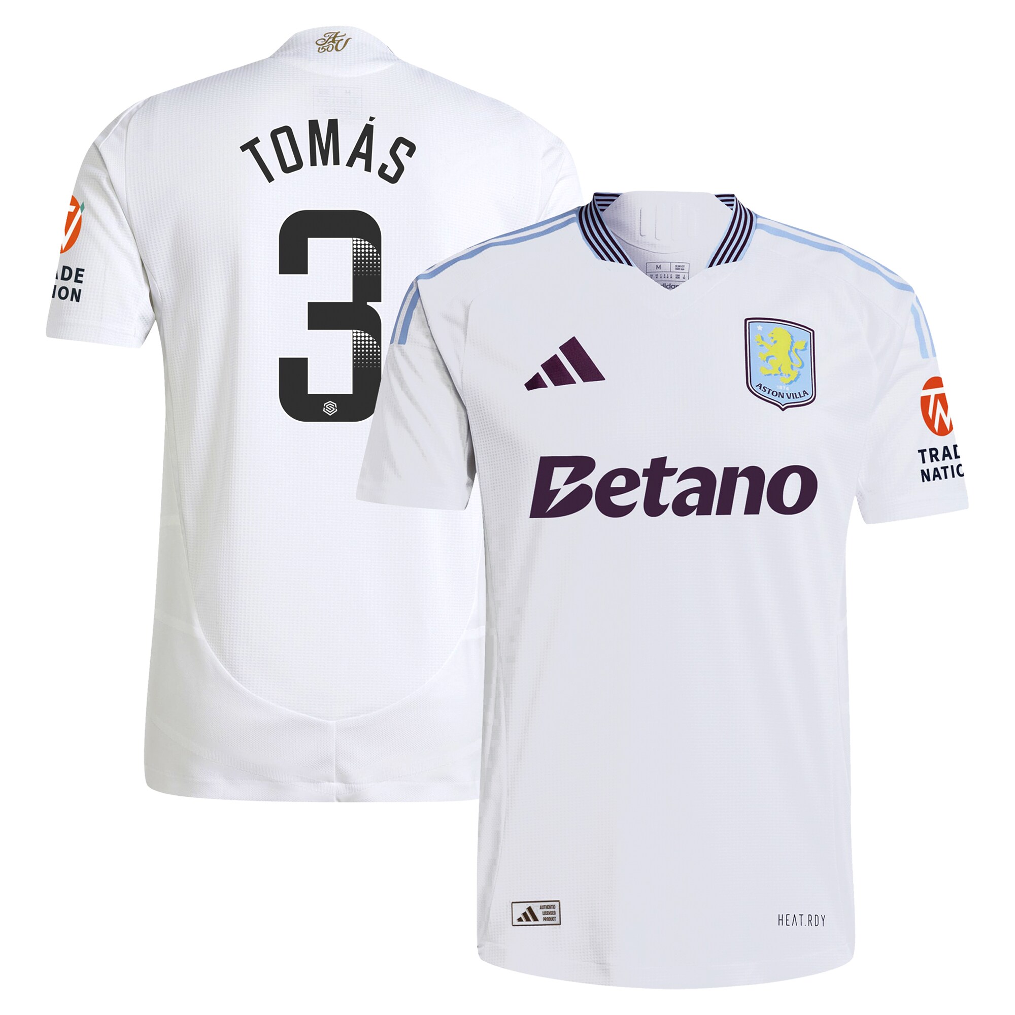 Aston Villa aston villa adidas wsl away authentic shirt 2024-25 with tomás 3 printing Kits - Official Football Shirts & Training Gear