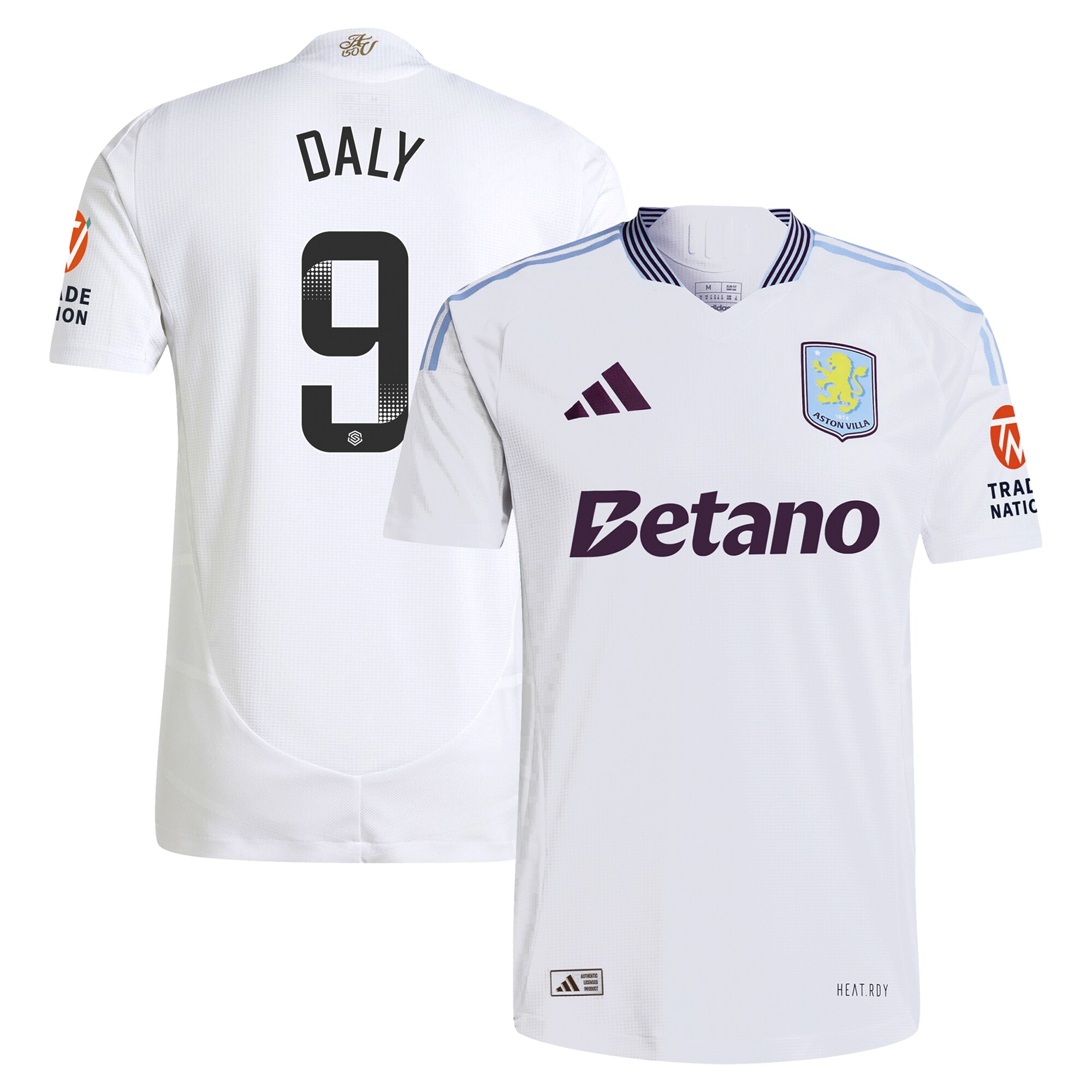 Aston Villa aston villa wsl adidas away authentic shirt 2024-25 with daly 9 printing Kits - Official Football Shirts & Training Gear