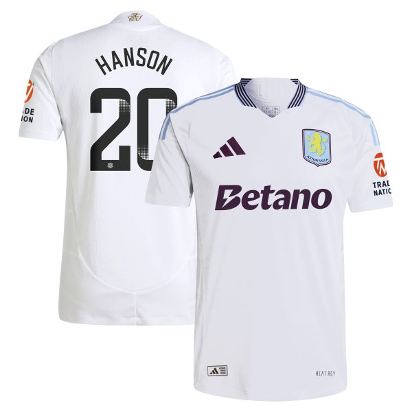 Aston Villa aston villa wsl adidas away authentic shirt 2024-25 with hanson 20 printing Kits - Official Football Shirts & Training Gear