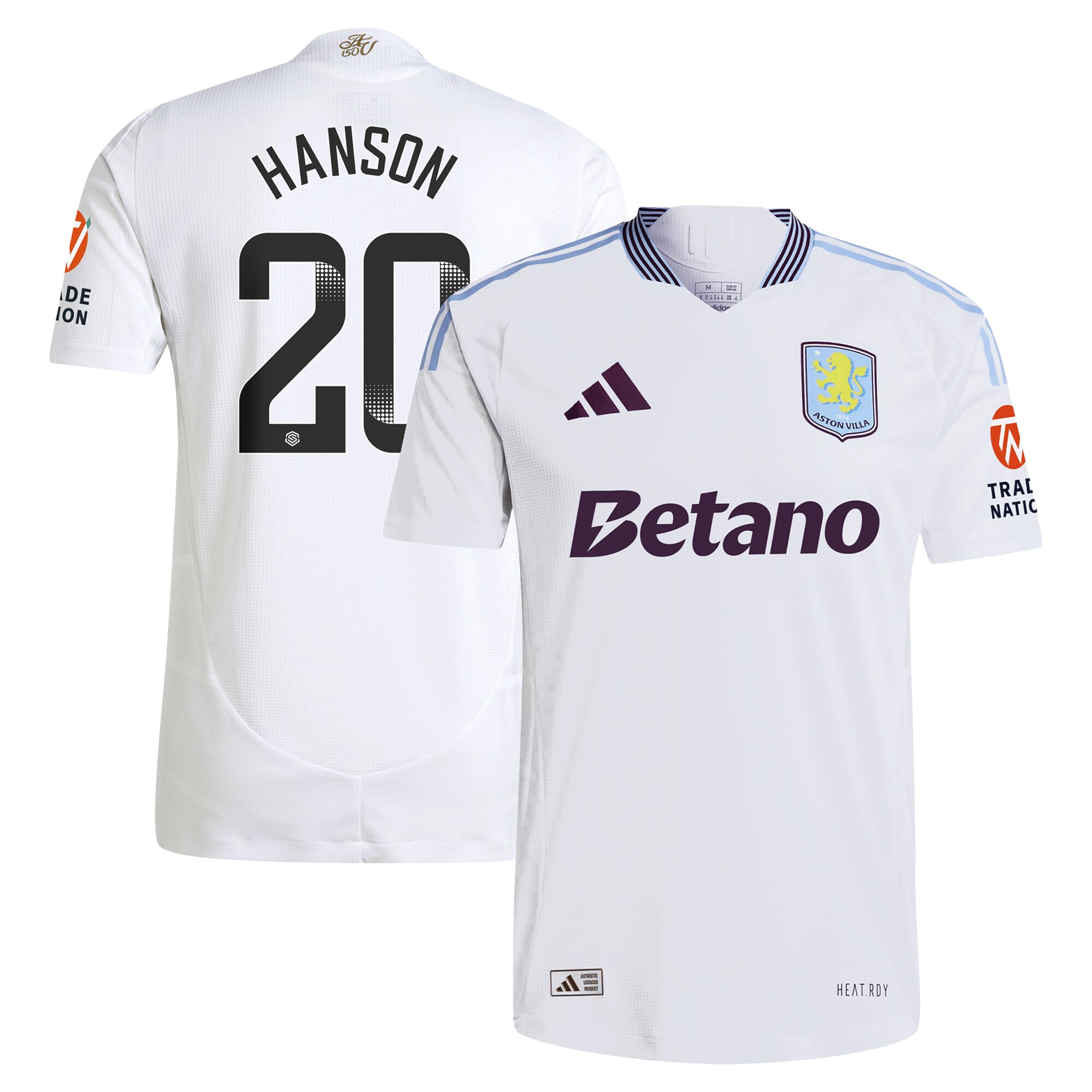 Aston Villa aston villa wsl adidas away authentic shirt 2024-25 with hanson 20 printing Kits - Official Football Shirts & Training Gear