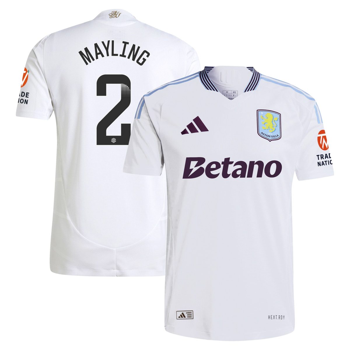 Aston Villa aston villa wsl adidas away authentic shirt 2024-25 with mayling 2 printing Kits - Official Football Shirts & Training Gear