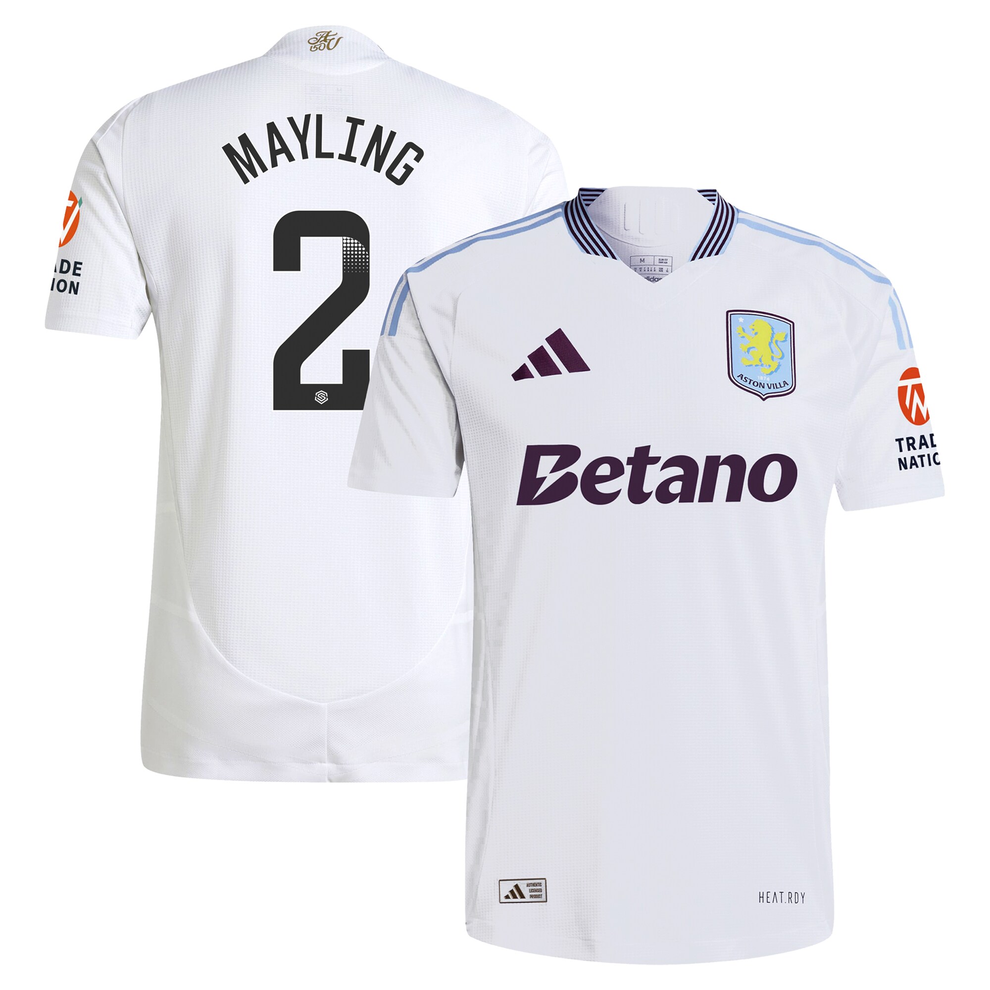 Aston Villa aston villa wsl adidas away authentic shirt 2024-25 with mayling 2 printing Kits - Official Football Shirts & Training Gear