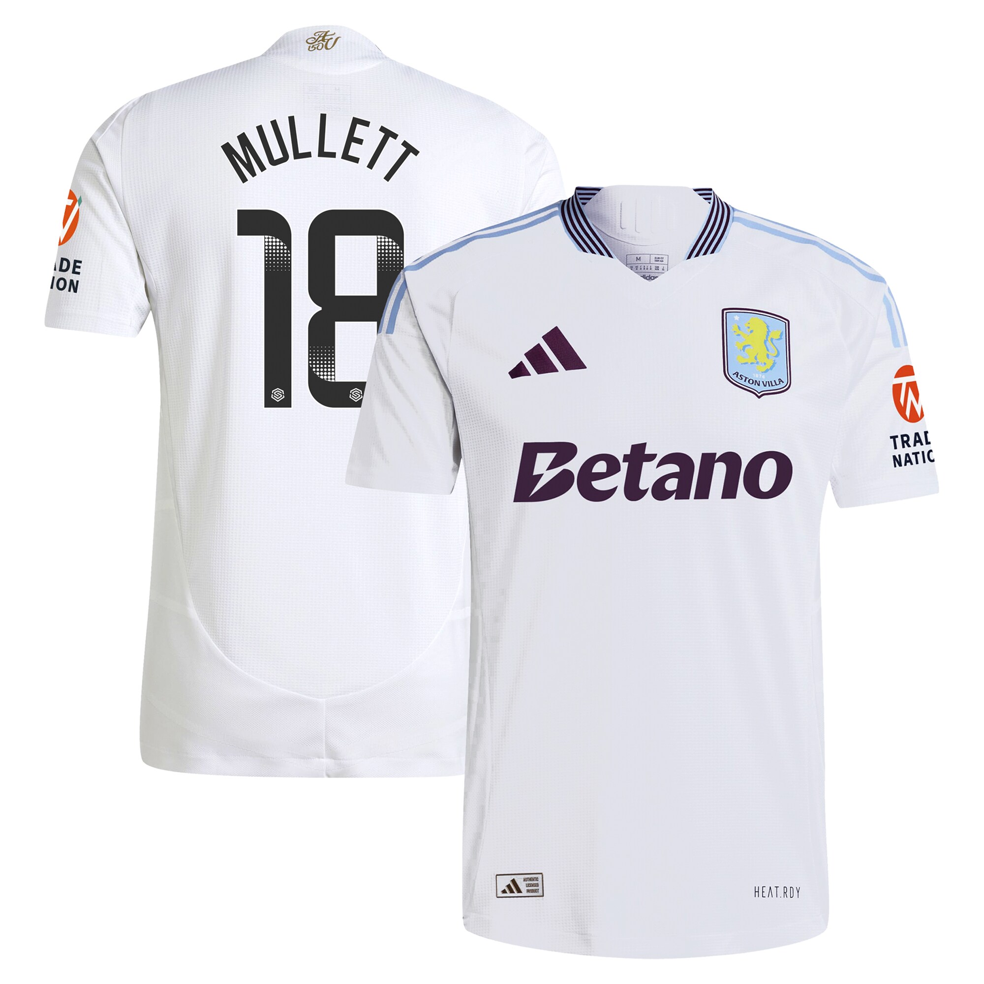 Aston Villa aston villa wsl adidas away authentic shirt 2024-25 with mullett 18 printing Kits - Official Football Shirts & Training Gear