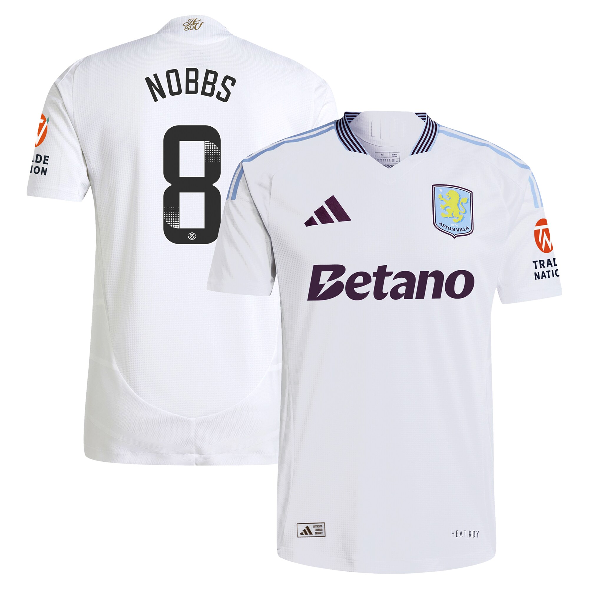 Aston Villa aston villa wsl adidas away authentic shirt 2024-25 with nobbs 8 printing Kits - Official Football Shirts & Training Gear