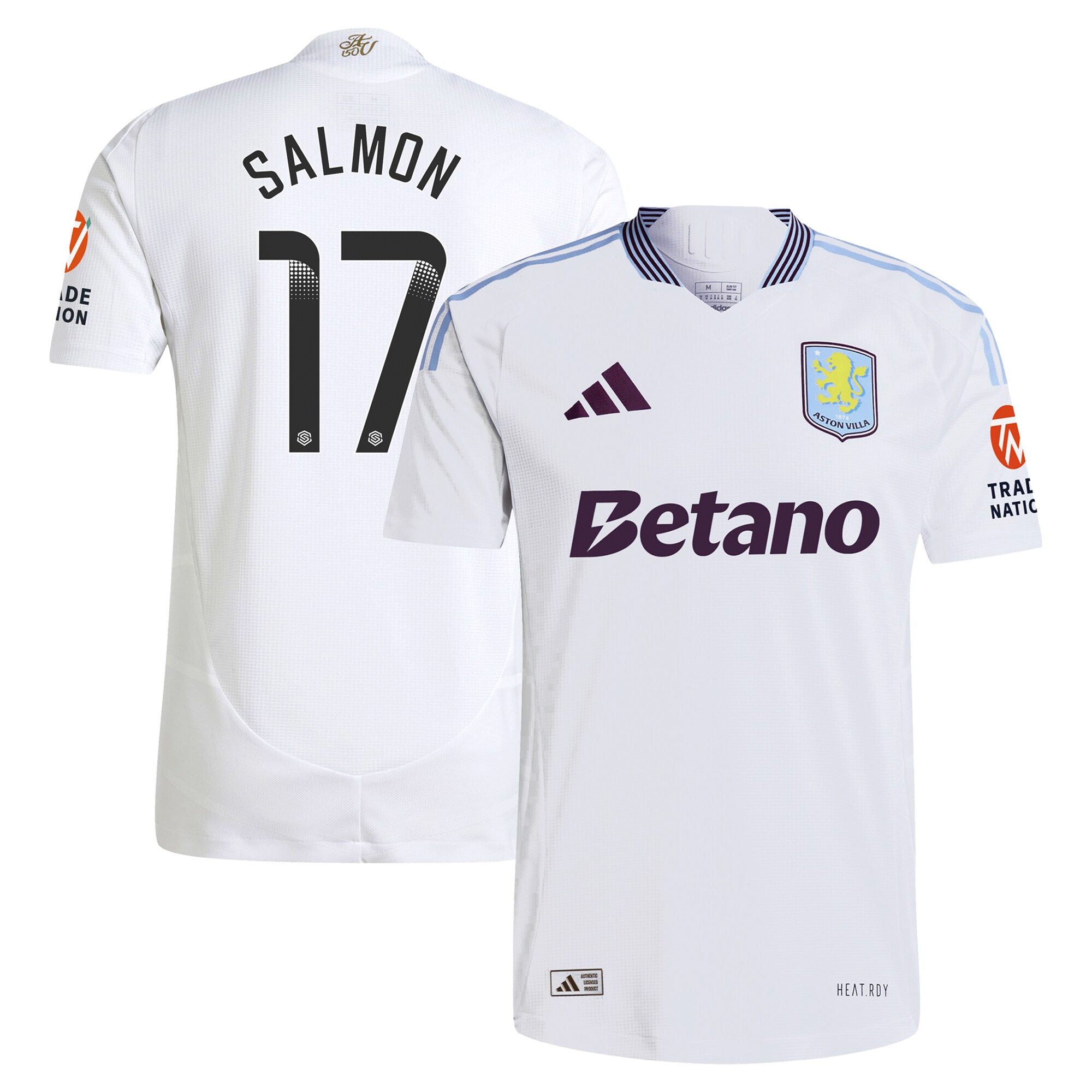Aston Villa aston villa wsl adidas away authentic shirt 2024-25 with salmon 17 printing Kits - Official Football Shirts & Training Gear