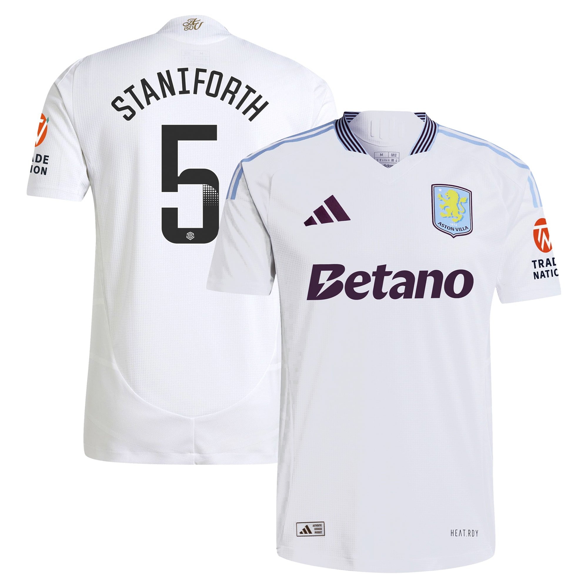 Aston Villa aston villa wsl adidas away authentic shirt 2024-25 with staniforth 5 printing Kits - Official Football Shirts & Training Gear