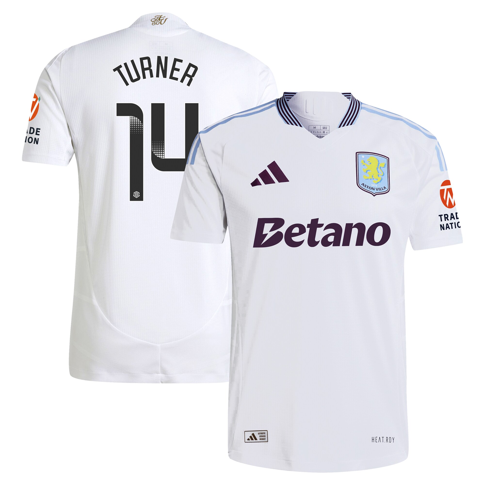 Aston Villa aston villa wsl adidas away authentic shirt 2024-25 with turner 14 printing Kits - Official Football Shirts & Training Gear