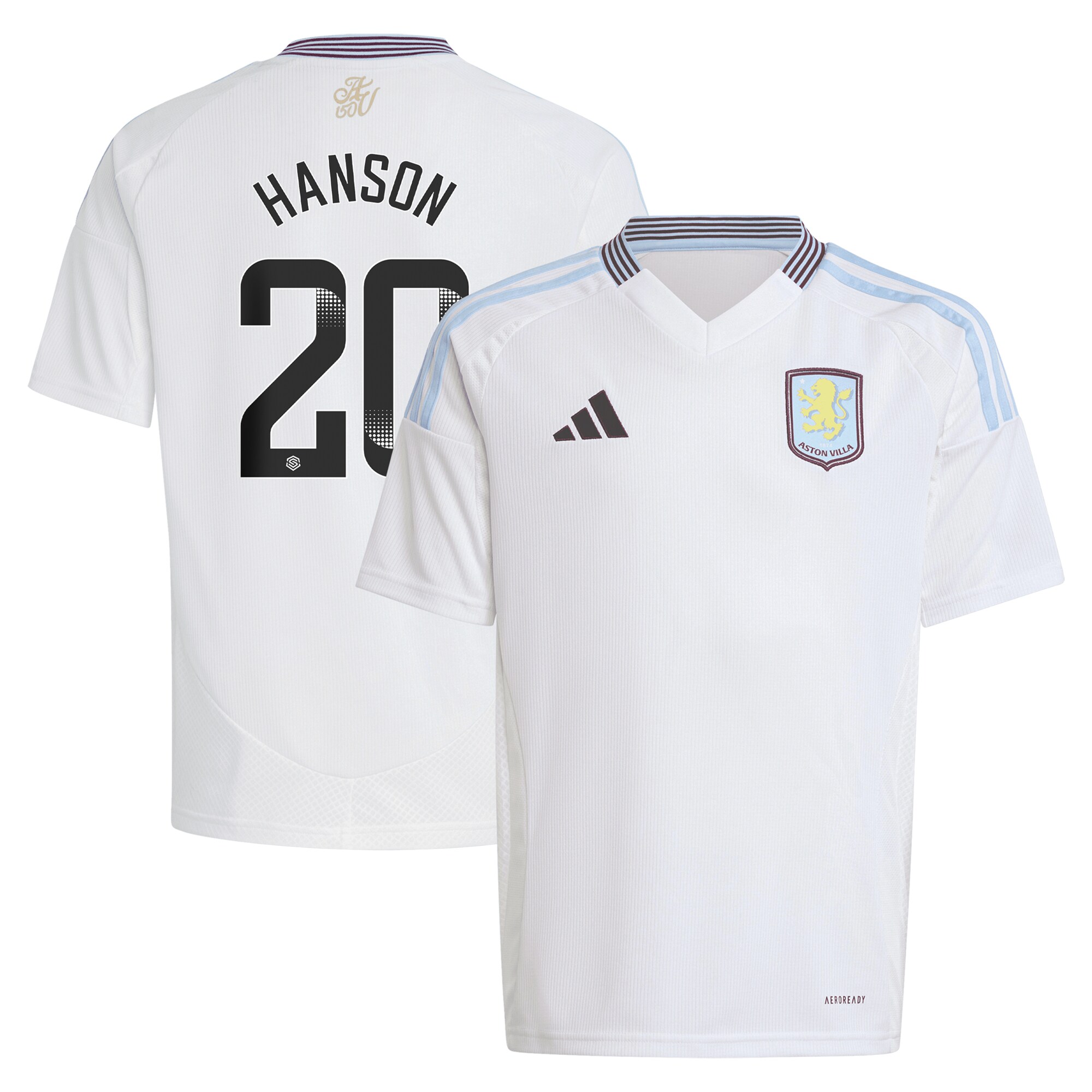 Aston Villa aston villa wsl adidas away shirt 2024-25 – kids with hanson 20 printing Kits - Official Football Shirts & Training Gear