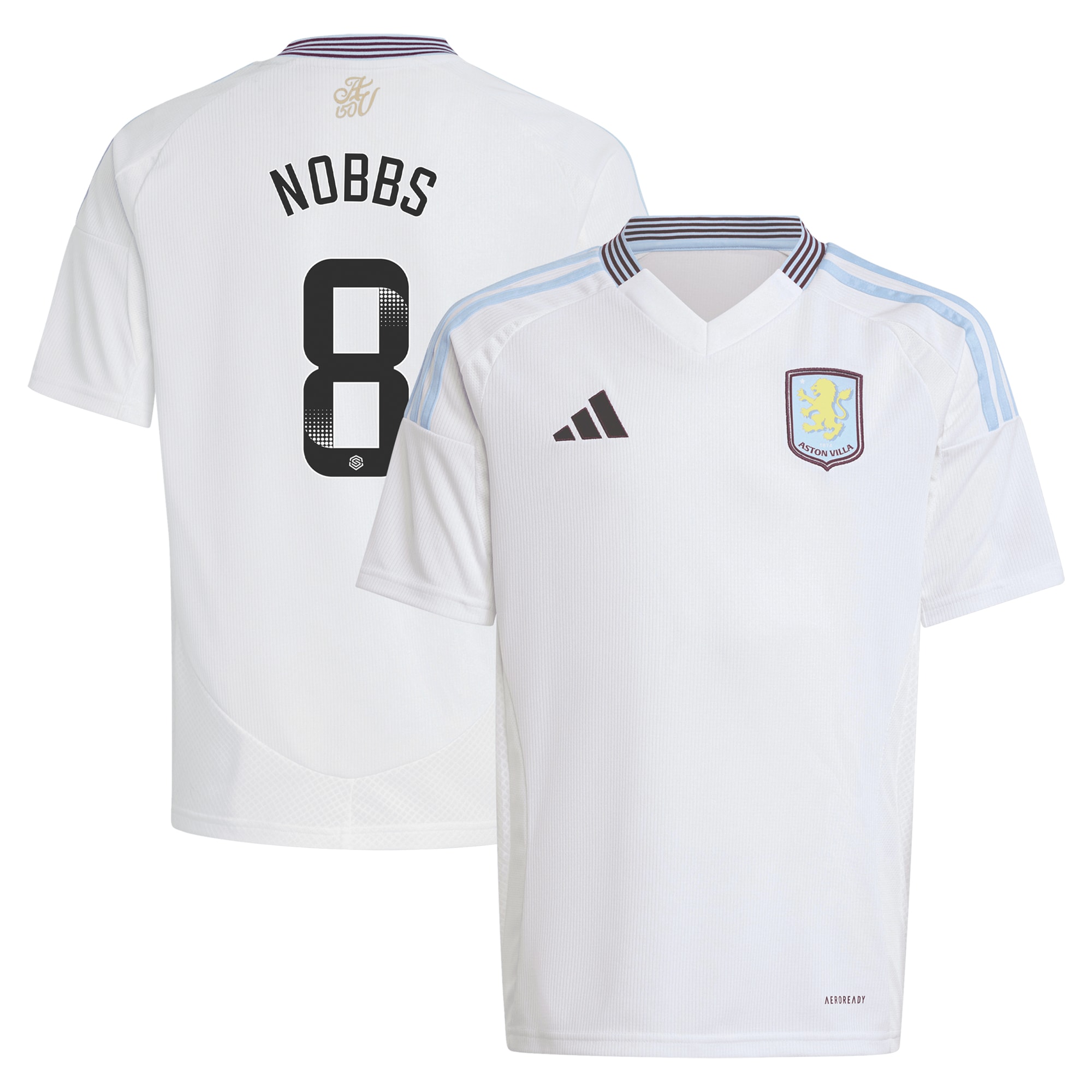 Aston Villa aston villa wsl adidas away shirt 2024-25 – kids with nobbs 8 printing Kits - Official Football Shirts & Training Gear