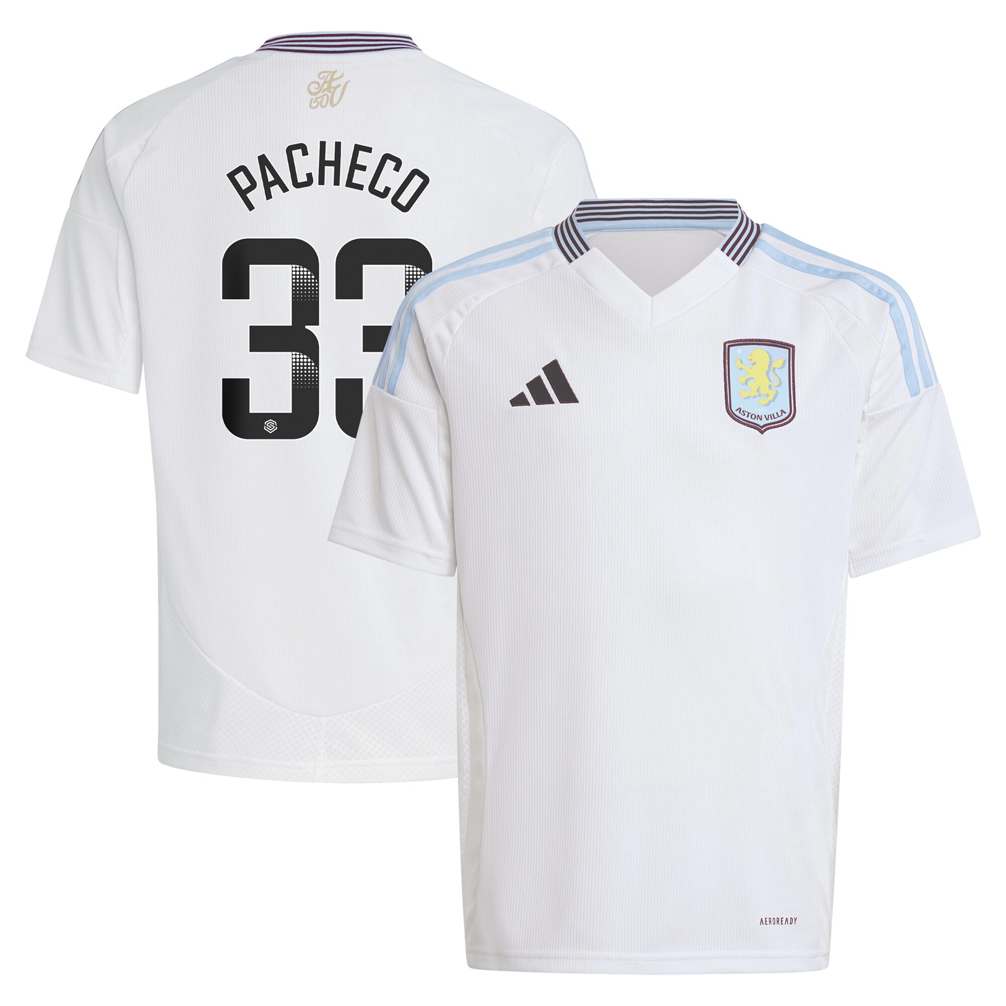 Aston Villa aston villa wsl adidas away shirt 2024-25 – kids with pacheco 33 printing Kits - Official Football Shirts & Training Gear