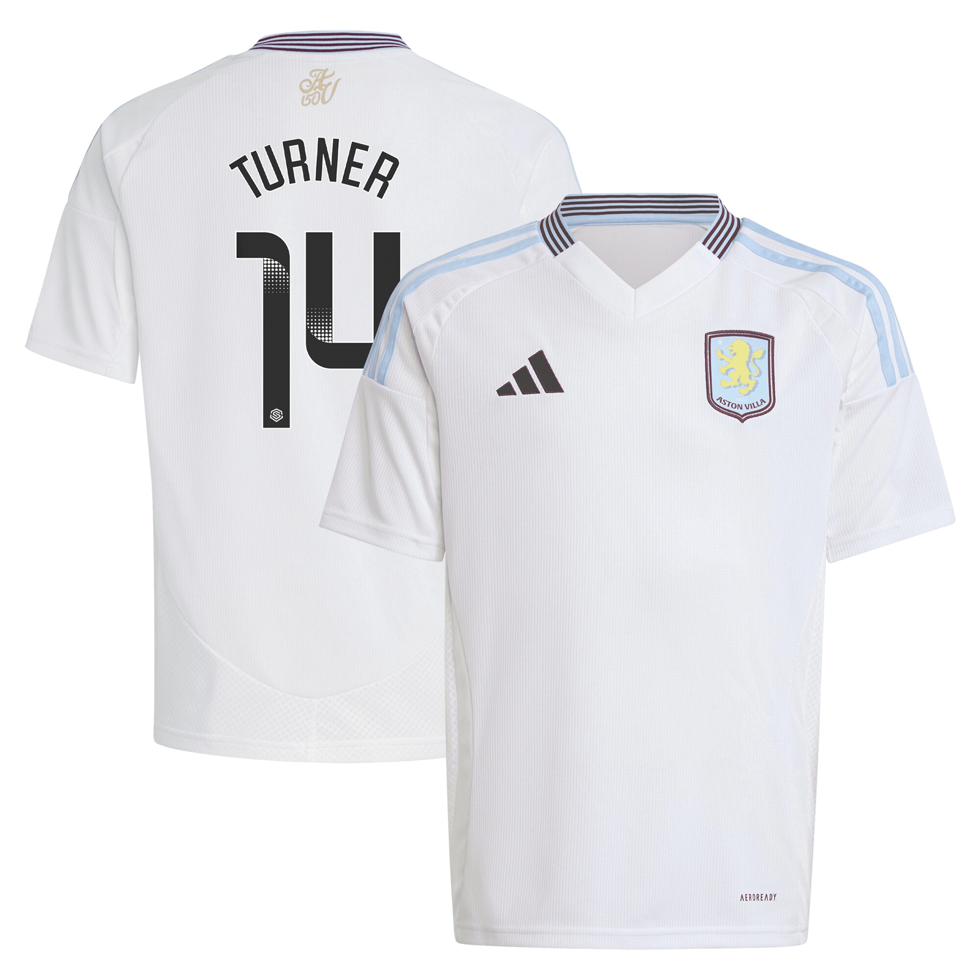 Aston Villa aston villa wsl adidas away shirt 2024-25 – kids with turner 14 printing Kits - Official Football Shirts & Training Gear