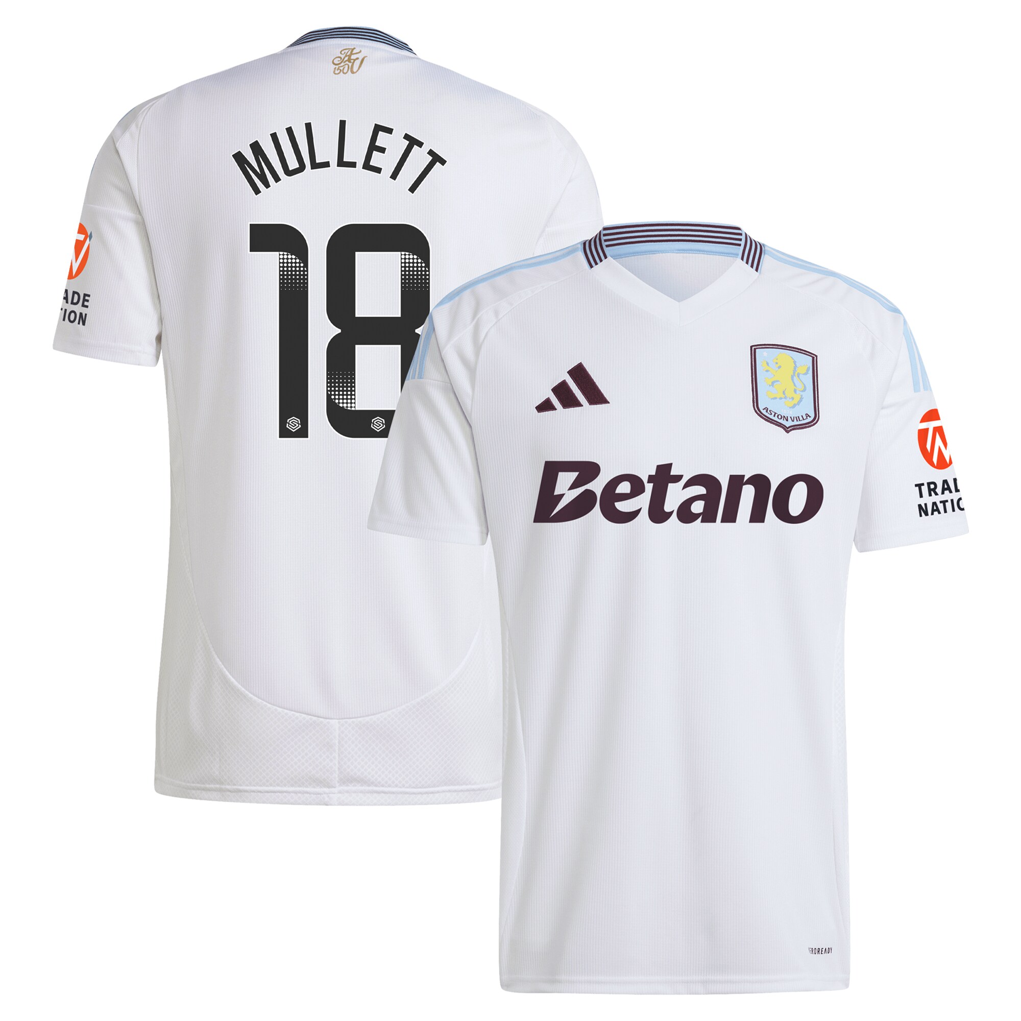 Aston Villa aston villa wsl adidas away shirt 2024-25 with mullett 18 printing Kits - Official Football Shirts & Training Gear