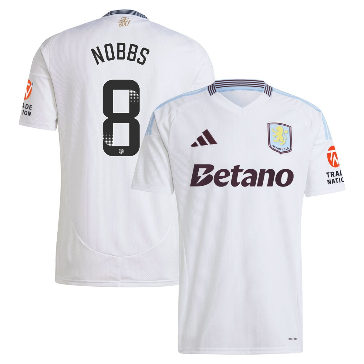 Aston Villa aston villa wsl adidas away shirt 2024-25 with nobbs 8 printing Kits - Official Football Shirts & Training Gear