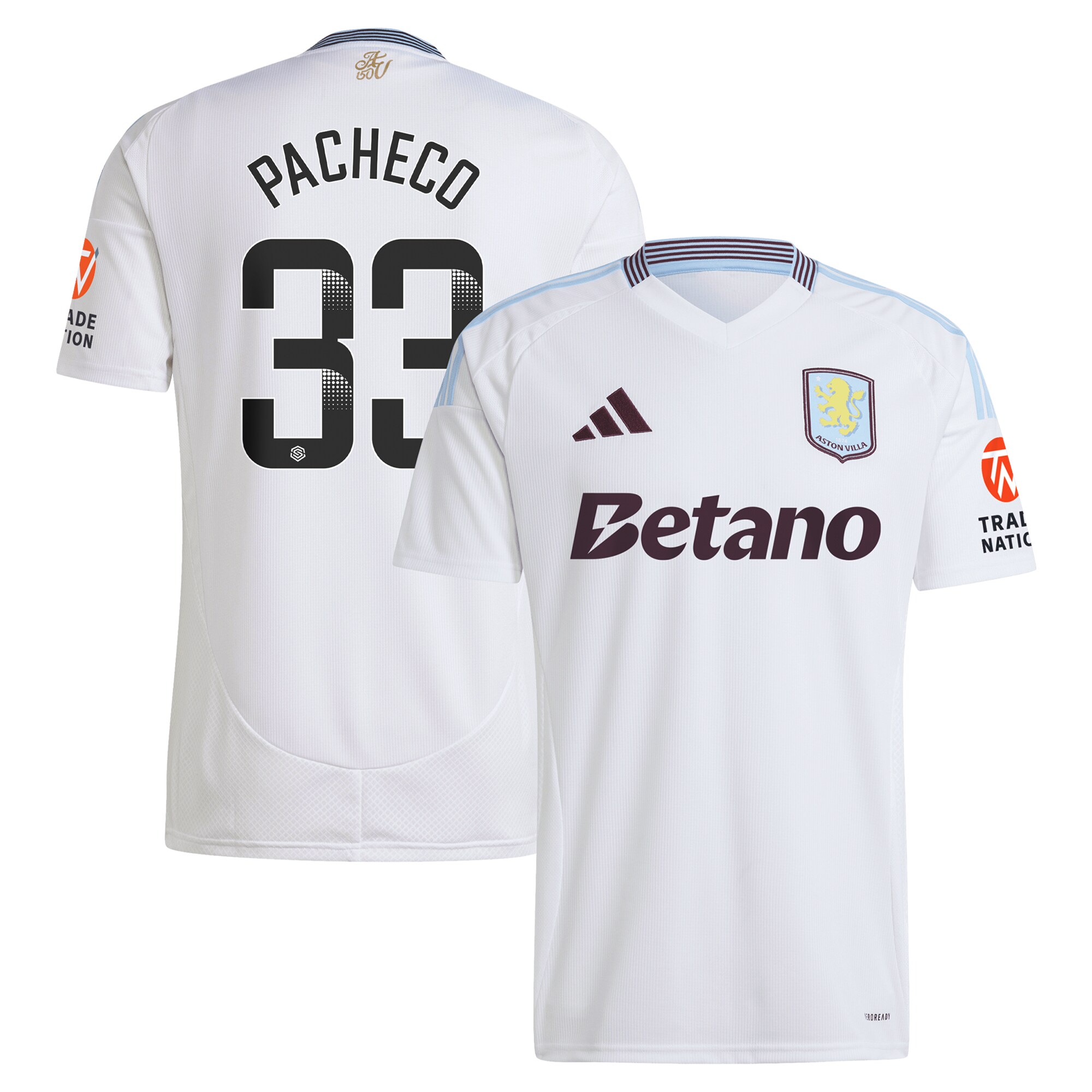 Aston Villa aston villa wsl adidas away shirt 2024-25 with pacheco 33 printing Kits - Official Football Shirts & Training Gear