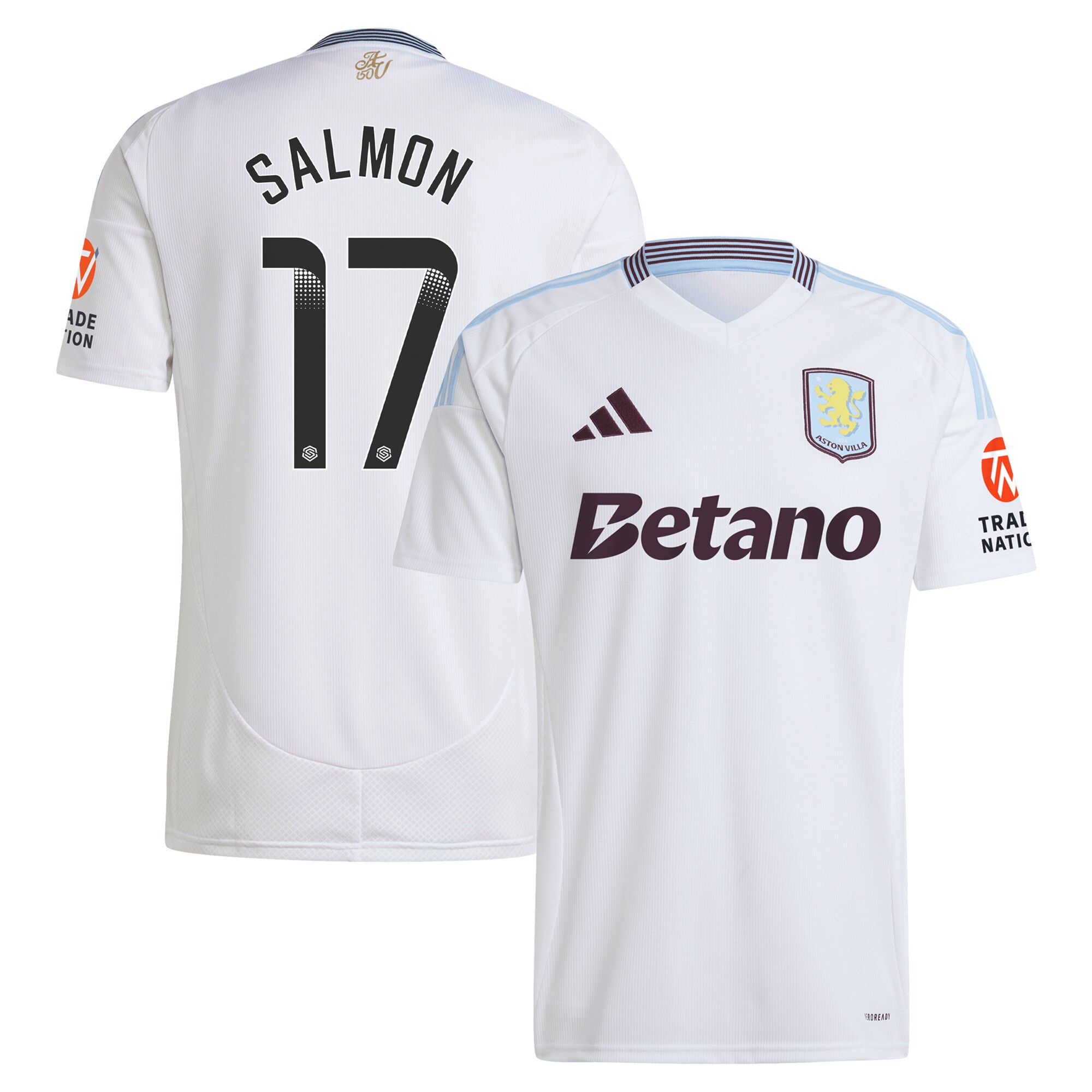 Aston Villa aston villa wsl adidas away shirt 2024-25 with salmon 17 printing Kits - Official Football Shirts & Training Gear