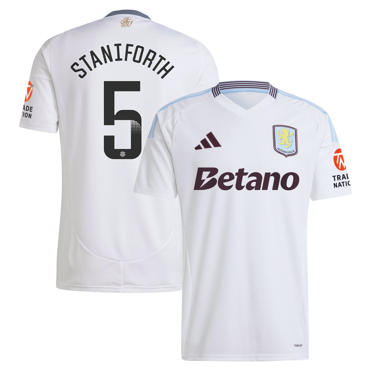 Aston Villa aston villa wsl adidas away shirt 2024-25 with staniforth 5 printing Kits - Official Football Shirts & Training Gear