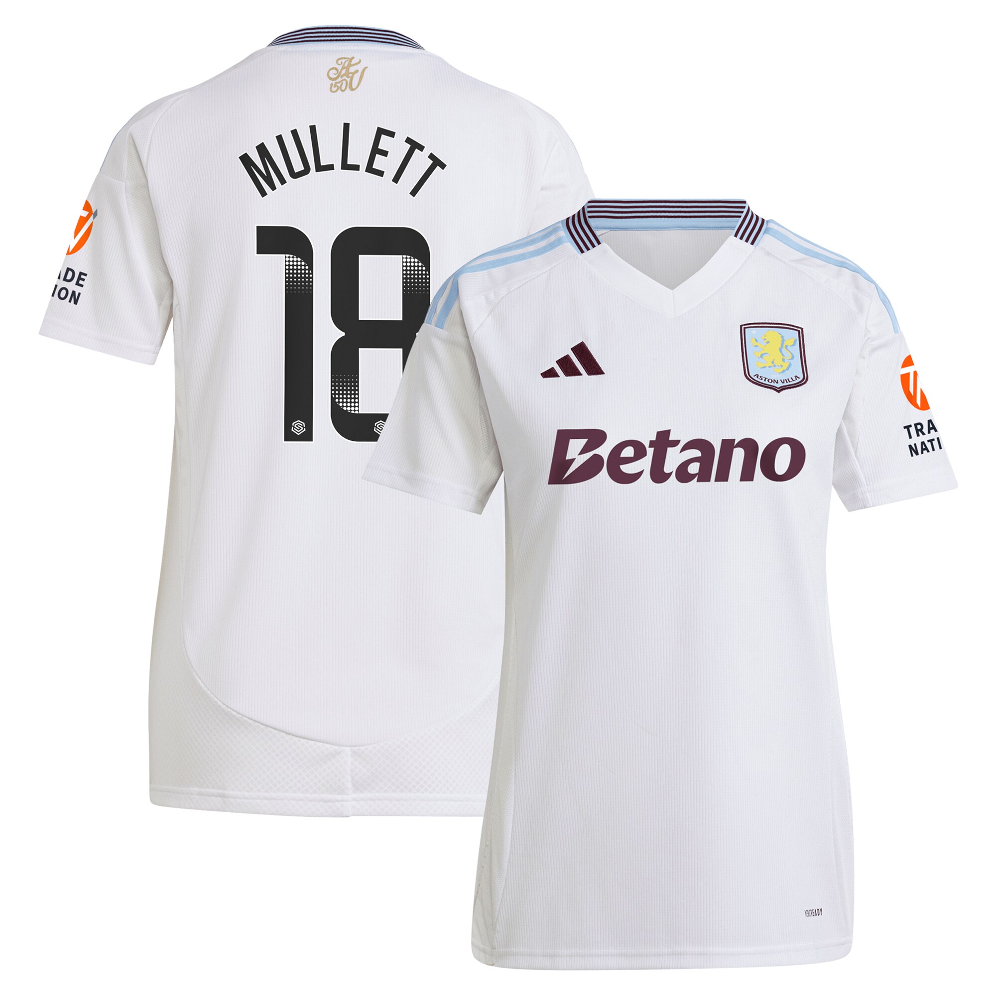 Aston Villa aston villa wsl adidas away shirt 2024-25 – womens with mullett 18 printing Kits - Official Football Shirts & Training Gear