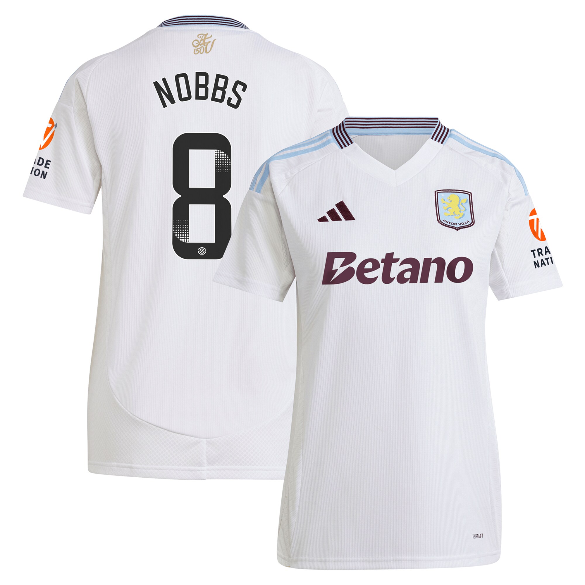 Aston Villa aston villa wsl adidas away shirt 2024-25 – womens with nobbs 8 printing Kits - Official Football Shirts & Training Gear