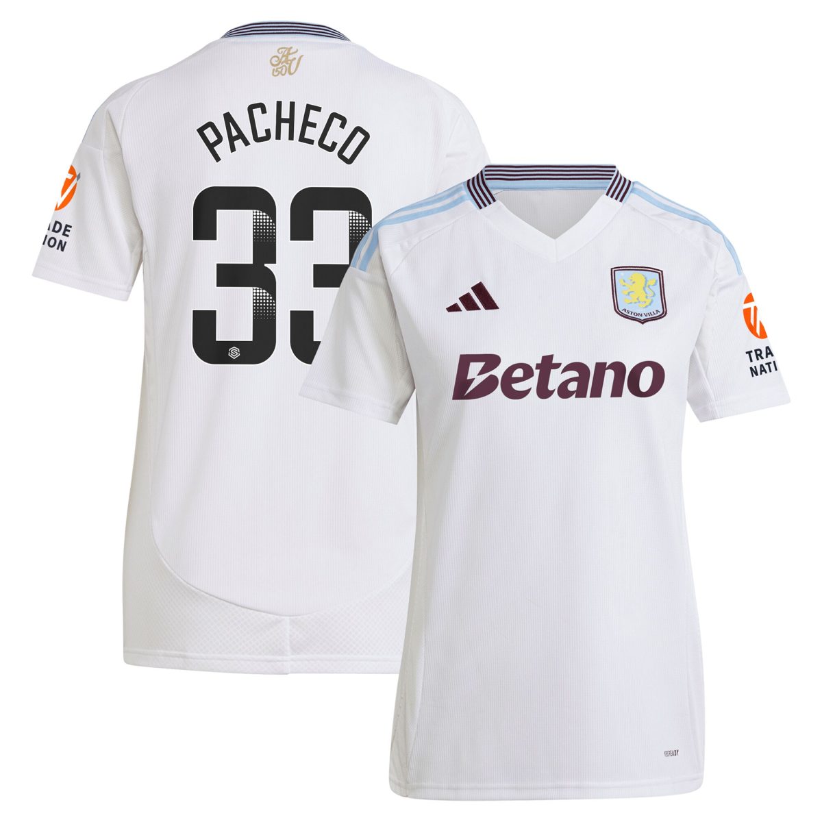 Aston Villa aston villa wsl adidas away shirt 2024-25 – womens with pacheco 33 printing Kits - Official Football Shirts & Training Gear