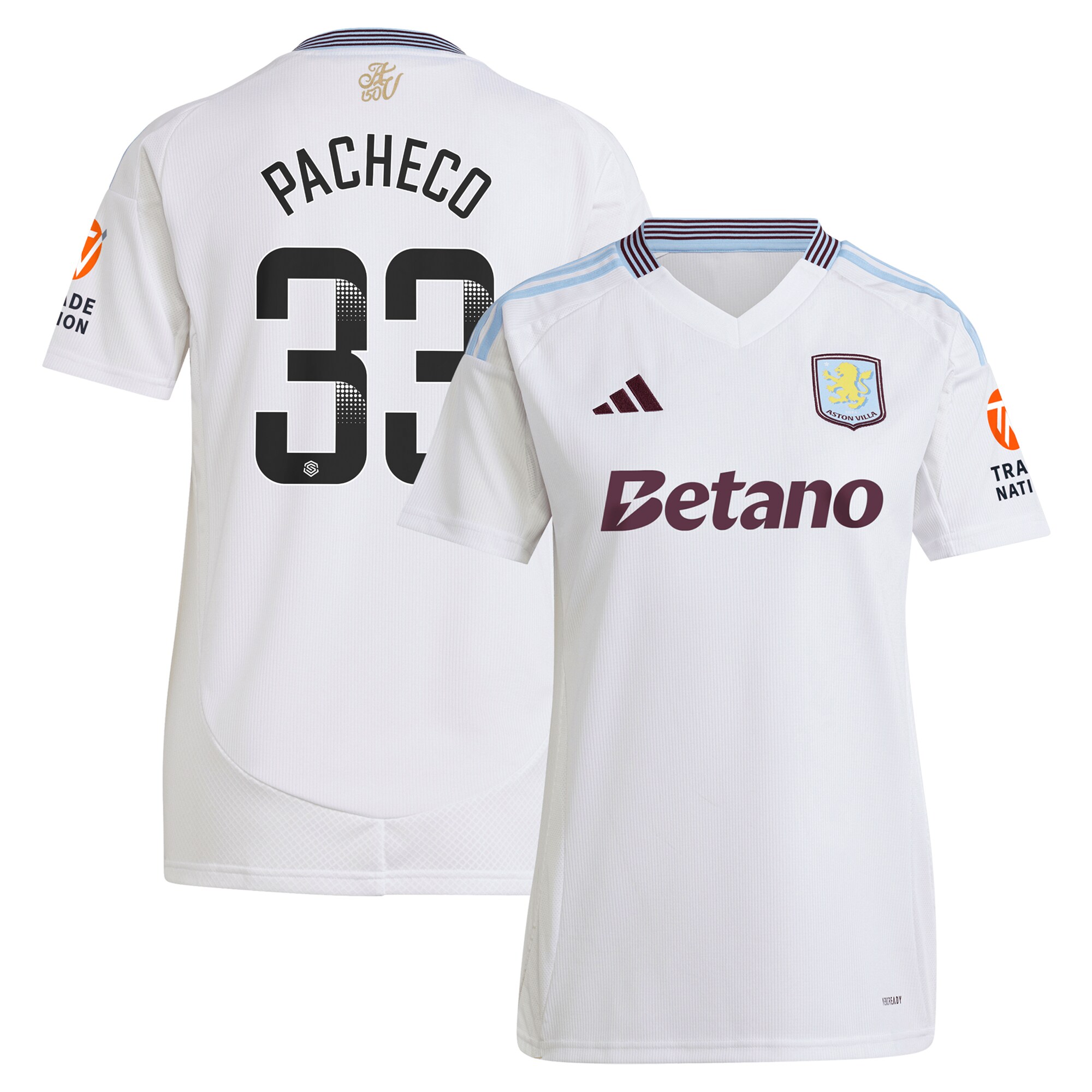 Aston Villa aston villa wsl adidas away shirt 2024-25 – womens with pacheco 33 printing Kits - Official Football Shirts & Training Gear